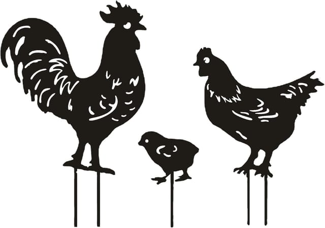 Gartendekoration Aus Metall, Hühnerfiguren Für Den Garten, Gartendekoration Für Rasen, Wege Und Gehwege – Europäischer Retro-stil – Hühnerfamilie