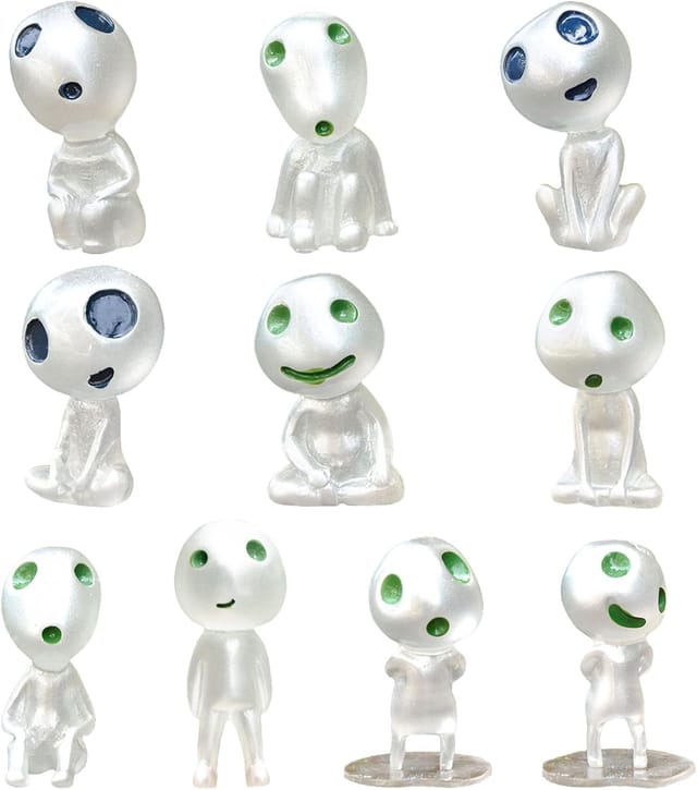 10 Stück leuchtende Elfenfiguren (Höhe 2,7 4 cm) aus Kunstharz, Prinzessin Mononoke-Figuren für Mikrolandschaftsdekoration, Haus- und Gartendekoration