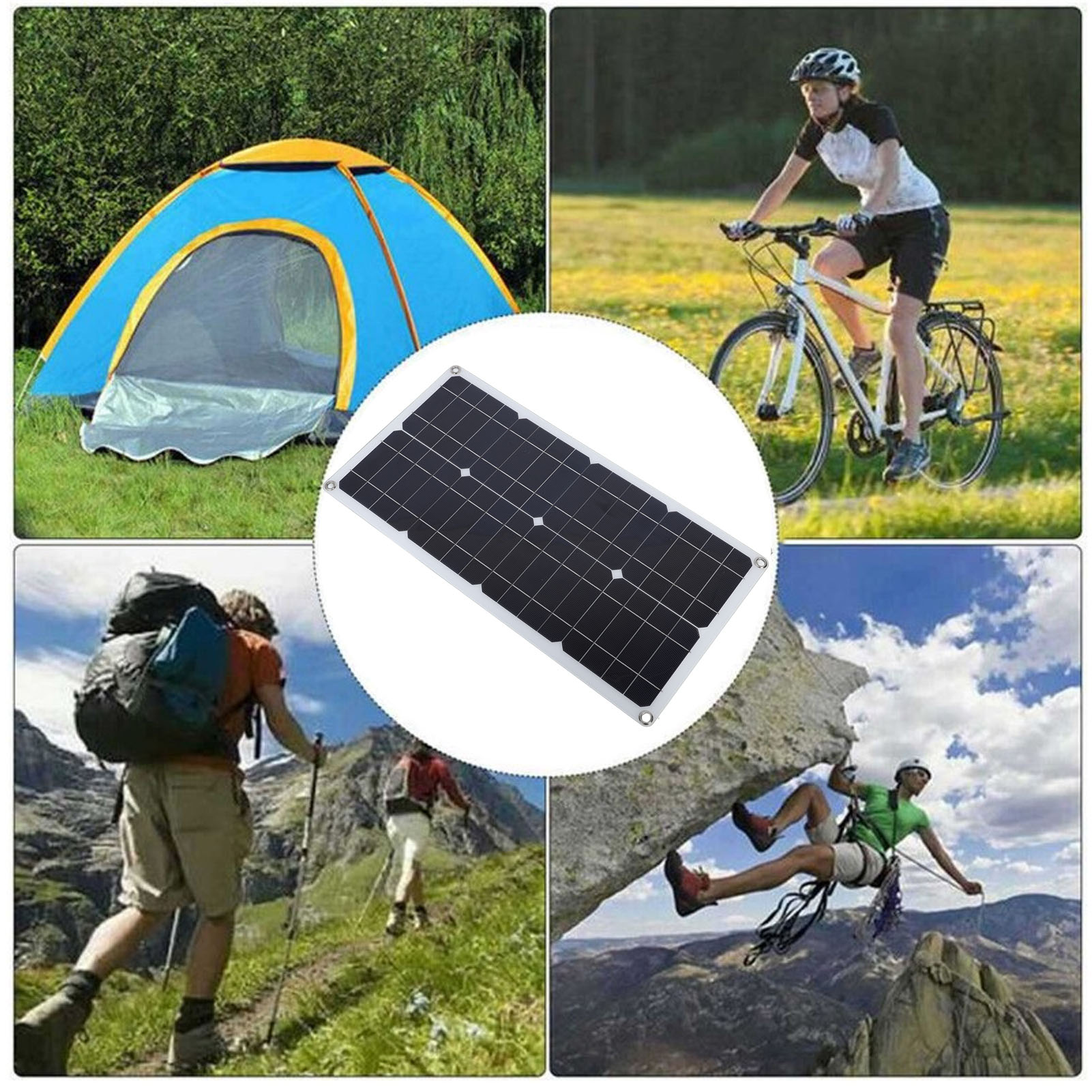 100w Solar-ladepanel (5428cm) Dc 12v/24v, 20a Ip67 Wasserdichtes Controller-kit Mit Zwei Karabinern, Tragbares Outdoor-ladegerät Für Mobiltelefone, Computer, Energiespeicher Usw.