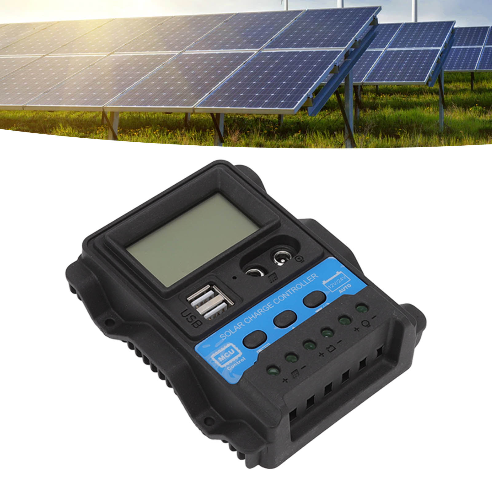 12v/24v Dual-usb-pwm-photovoltaik-leistungsregler, Kompatibel Mit Lithium-eisenphosphat- Und Bleiakkumulatoren 10a-solarregler