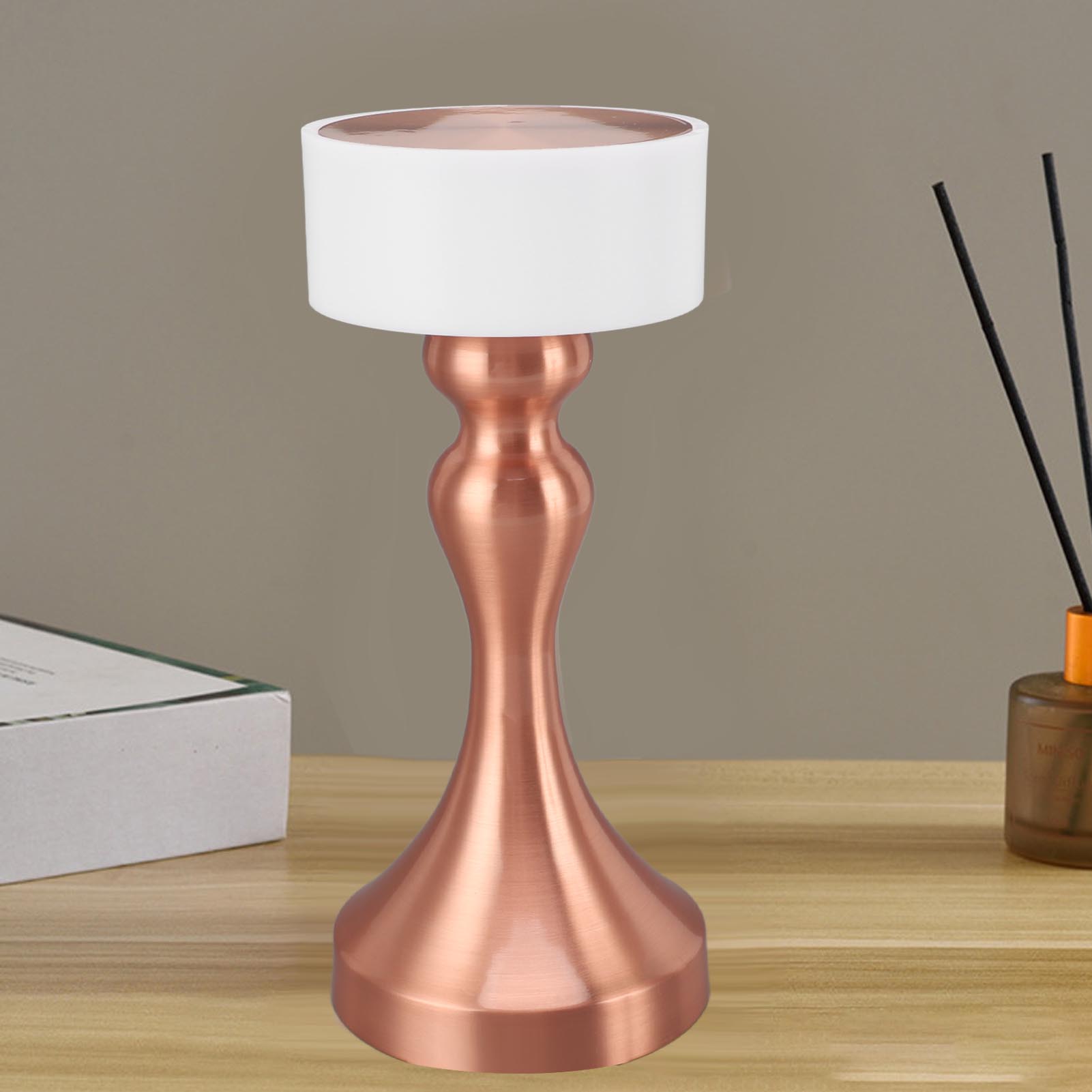 Kabellose Tischleuchte, Batteriebetrieben, 3 Modi, Dimmbare Led-touch-lampe, Tragbare Led-tischleuchte Aus Metall Für Schlafzimmer, Wohnzimmer, Esszimmer, Außenbereich, Roségold.