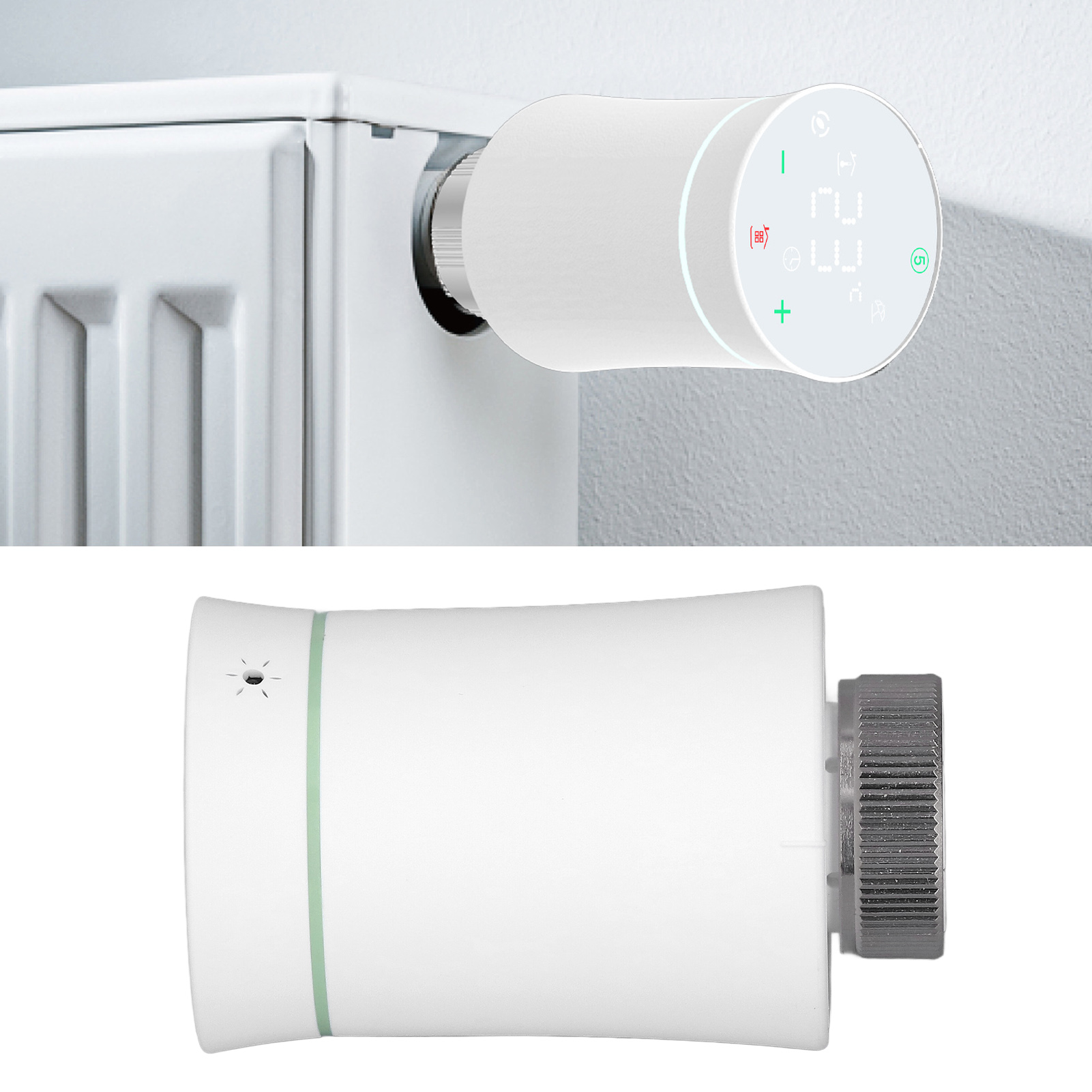 Intelligentes Heizkörperventil Zigbee Graffiti Mit Fernbedienungs-app, Timer Und Energiesparendem Thermostat. Flaches, Energiesparendes Zigbee Temperaturregelventil (weiß).