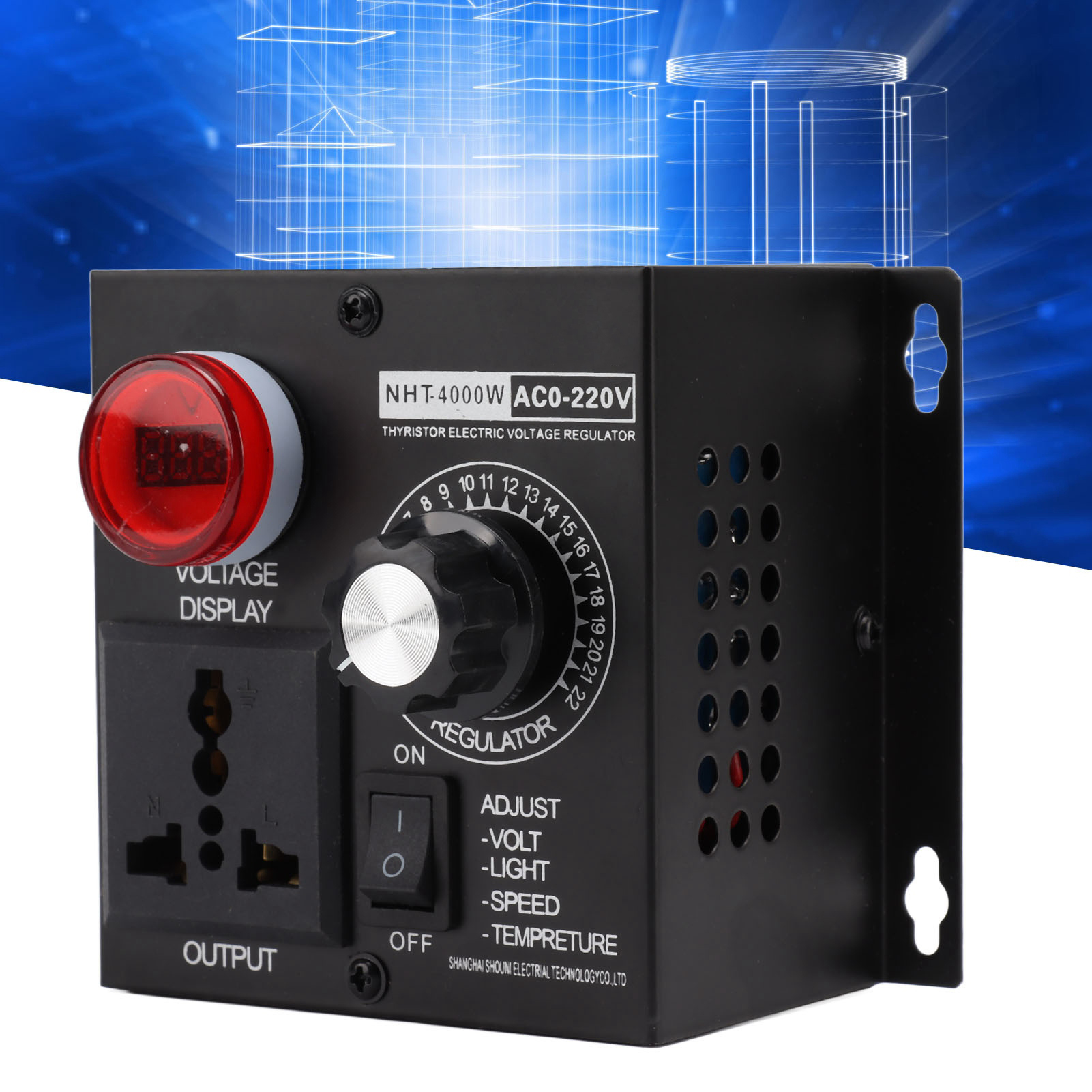 Elektronischer 4000-w-thyristor-spannungsregler Mit Hoher Leistung Für Motoren, Elektrowerkzeuge, Drehzahlregelung, Temperaturregelung Und Dimmer Weiter Spannungsbereich 100-220 V (europäischer Standa