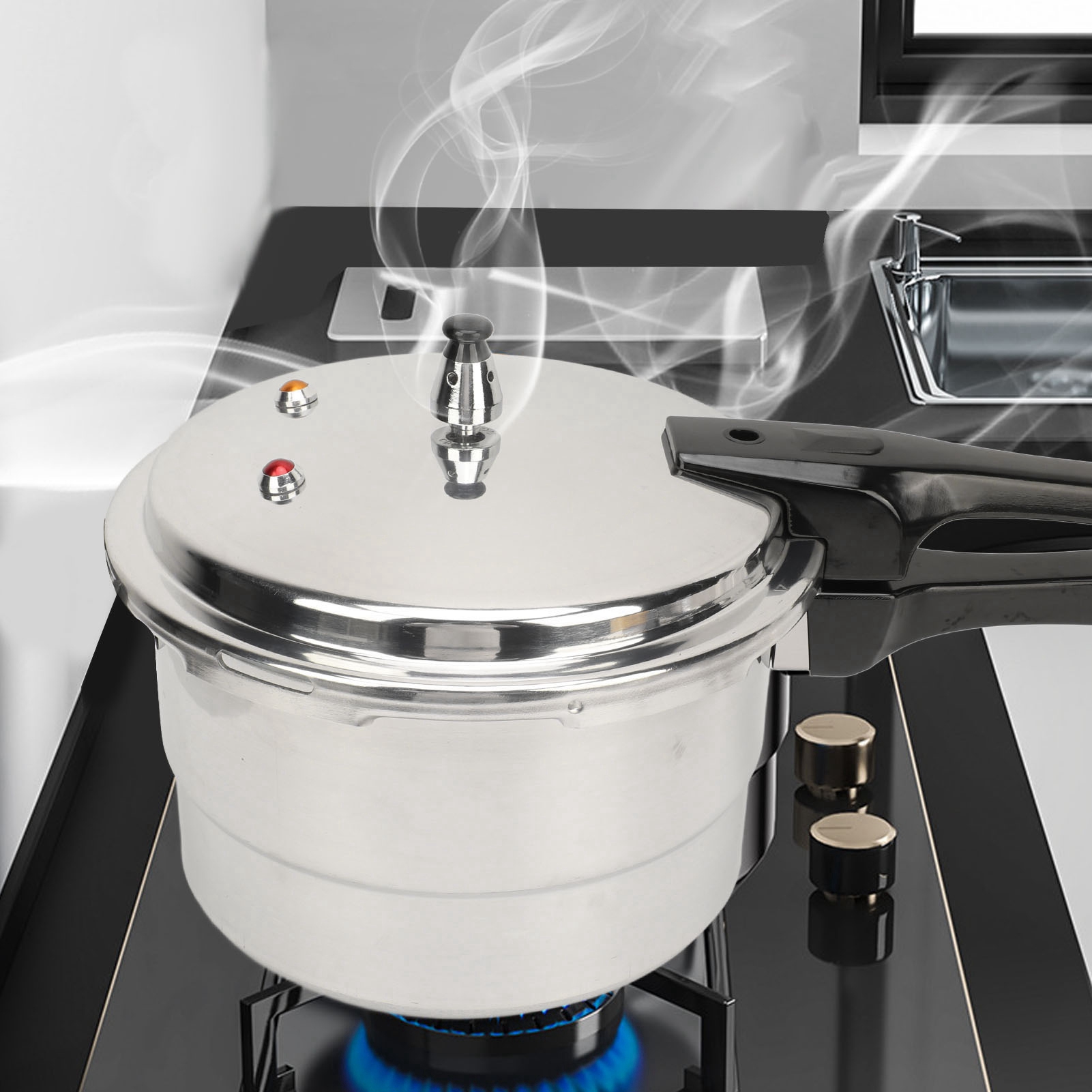 All-in-one-schnellkochtopf Aus Aluminium, Sicher Für Den Hausgebrauch, Multifunktional Und Geeignet Für Induktions-, Gas- Und Offene Kochfelder. Innendurchmesser: 30 Cm.