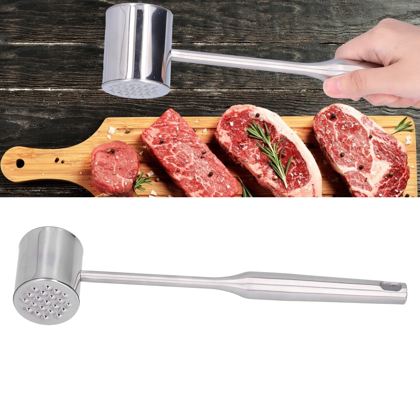 Fleischklopfer Aus Edelstahl, Fleischzartmacher, Steakzartmacher, Kreative Küchenhelfer