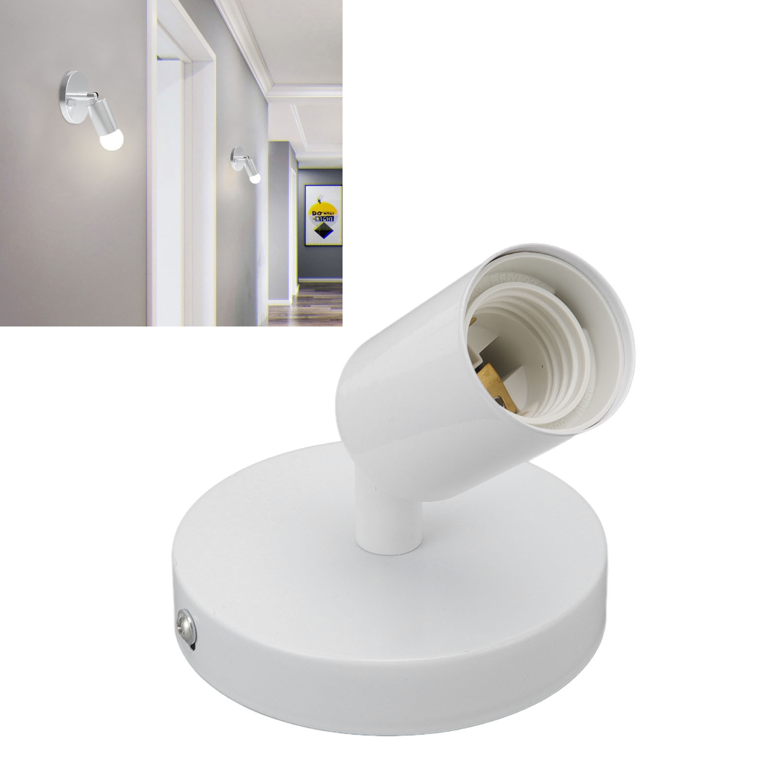 Led-wandleuchtenfassung, Nachttischleuchte, Schlafzimmerwandleuchte, Schminktischspiegelleuchte E27/e26, Moderne Und Minimalistische Wandleuchte, Weiß.