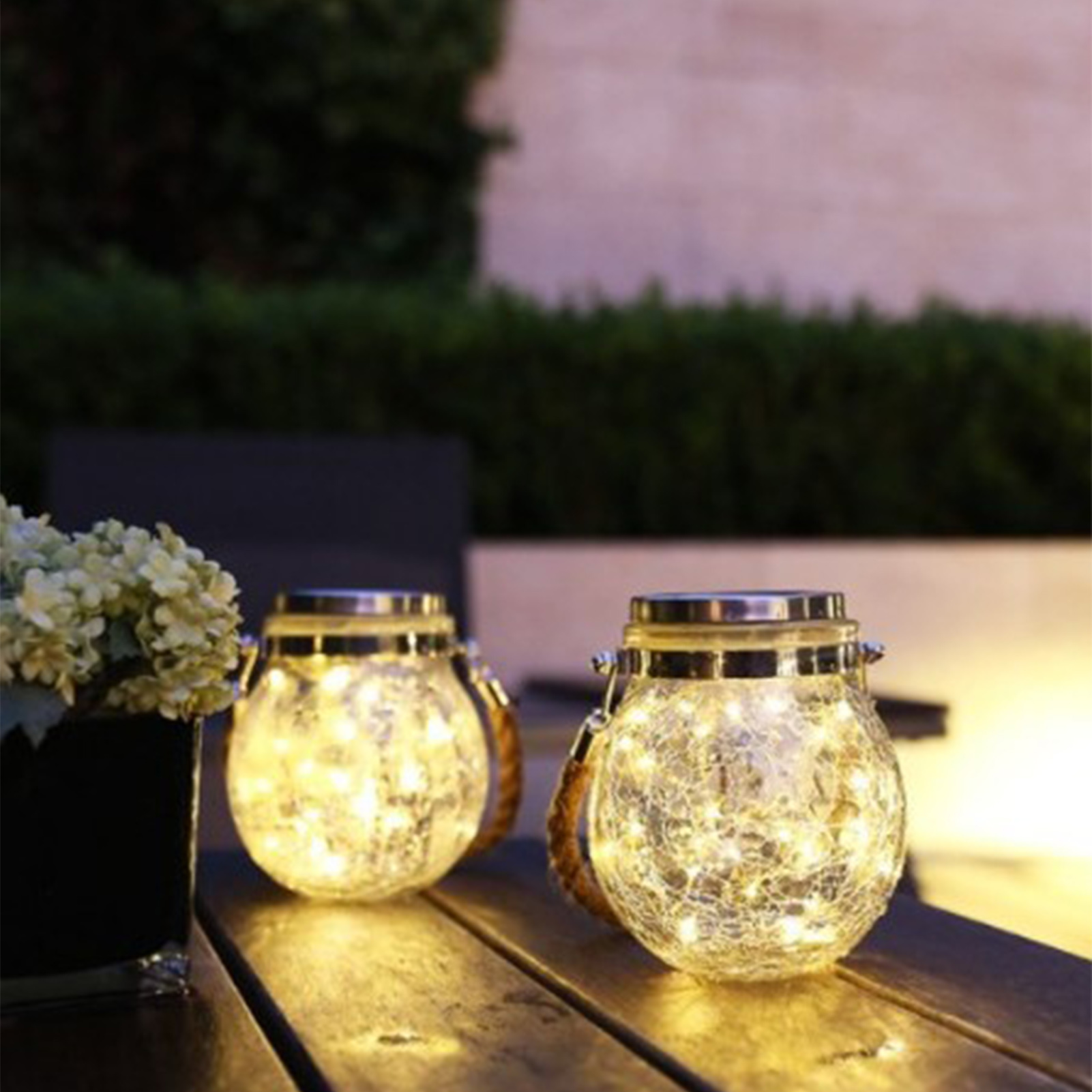 Solarbetriebene Wunschlampe Für Den Außenbereich Aus Crackle-glas, Crackle-gartenlampe, Wasserdichtes Nachtlicht, Stimmungsbeleuchtung Für Die Villa.