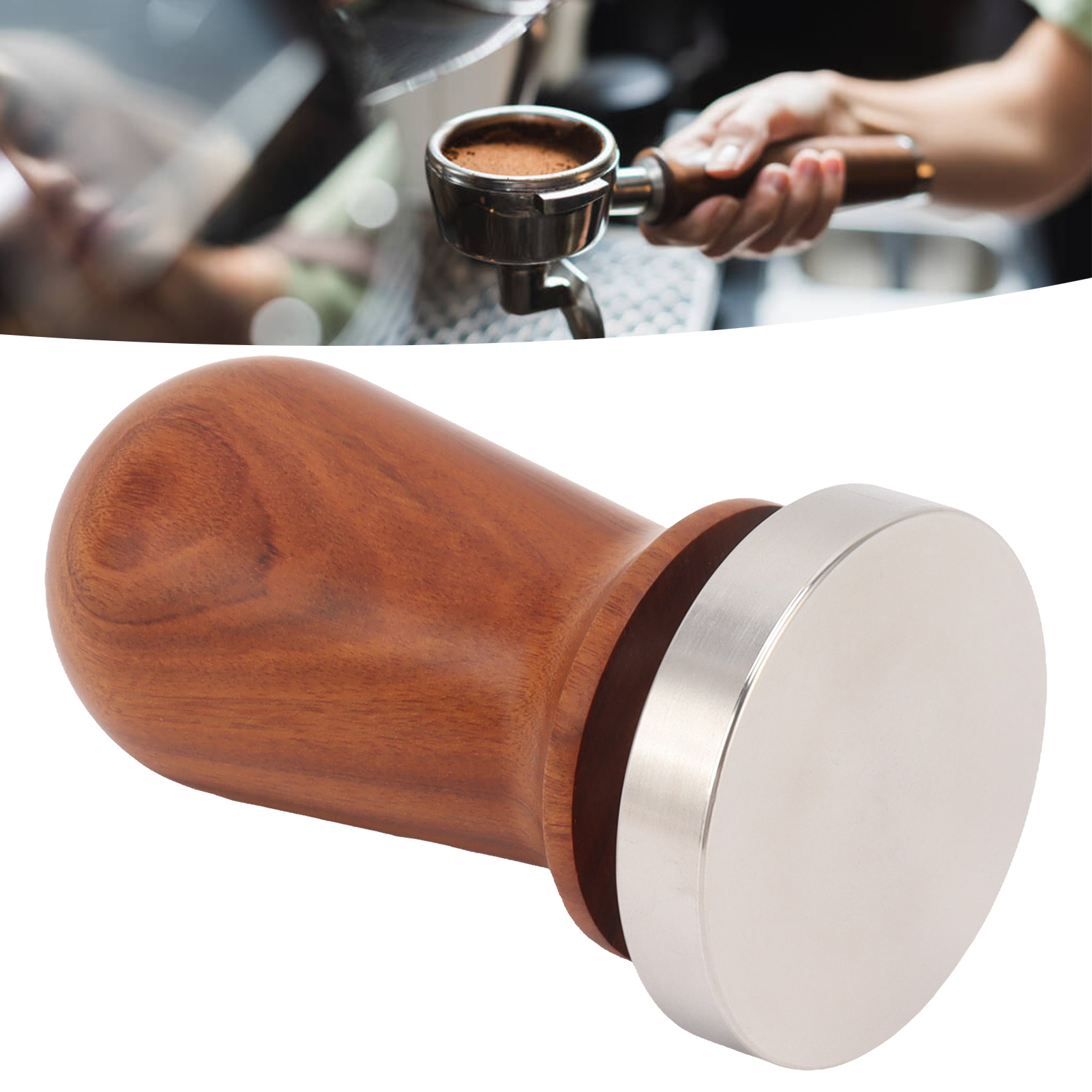 Italienischer Kaffeetamper, Tamper Aus Massivem Edelstahl, Elastischer, Druckbetätigter Pulverspender, 58 Mm