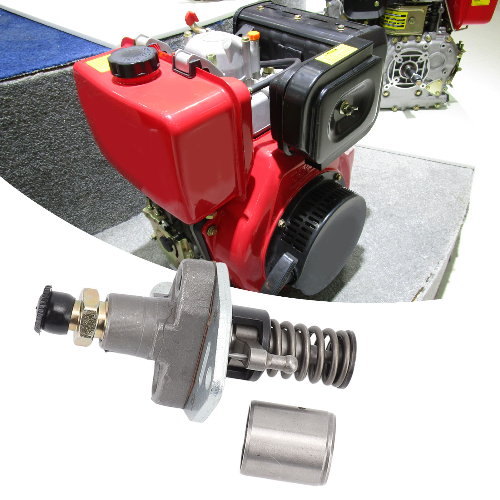 Teile Des Luftgekühlten Einzylinder-dieselmotors: 188f Einspritzpumpe, Mini-fräse, Gartengerät, Generatordüse (links).