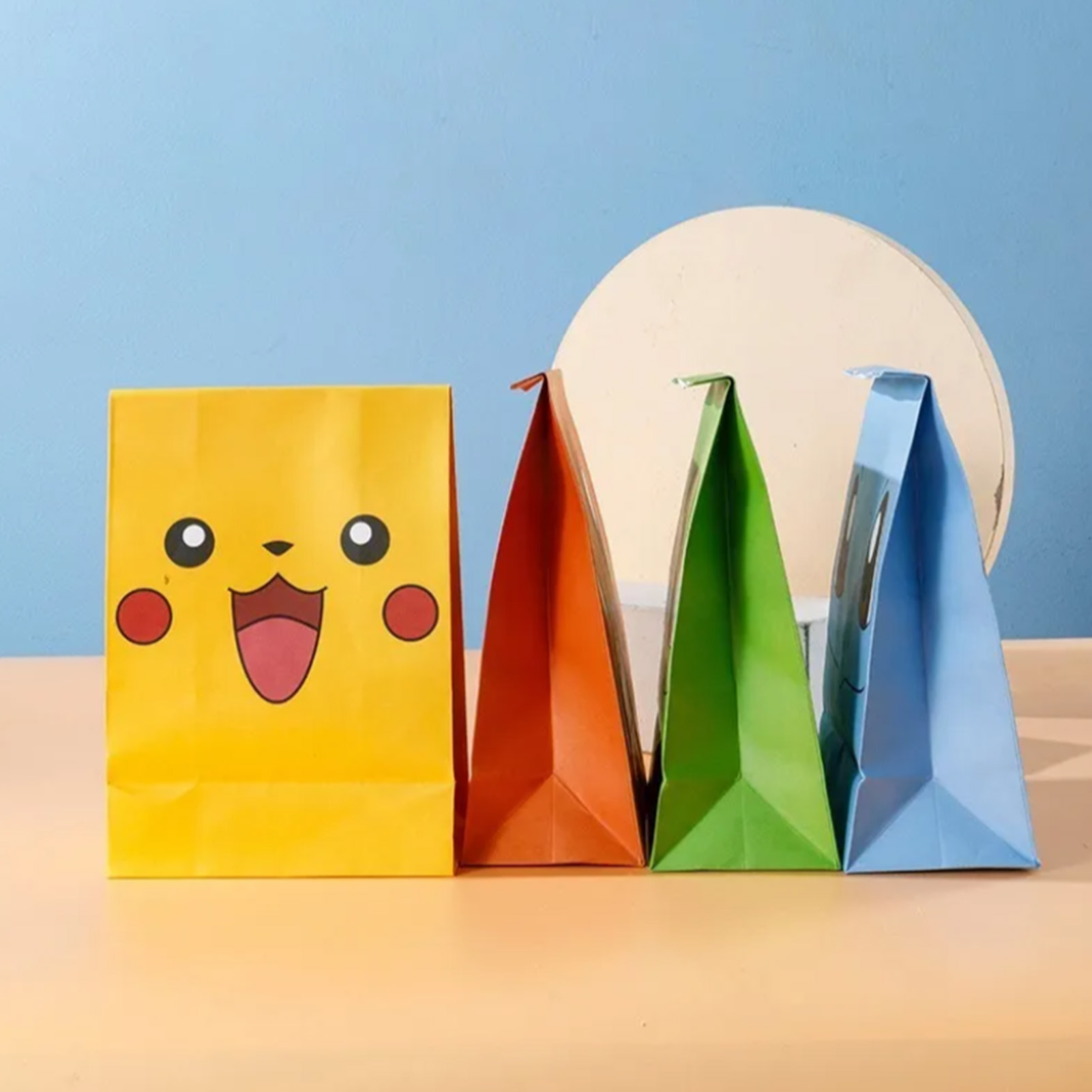 Set Mit 20 Bedruckten Papiertüten Mit Motiven Aus Der Zeichentrickserie Pokémon, Geschenktüten Aus Weißem Kraftpapier, Großes Fassungsvermögen, Flache Öffnung, Geschenkverpackung