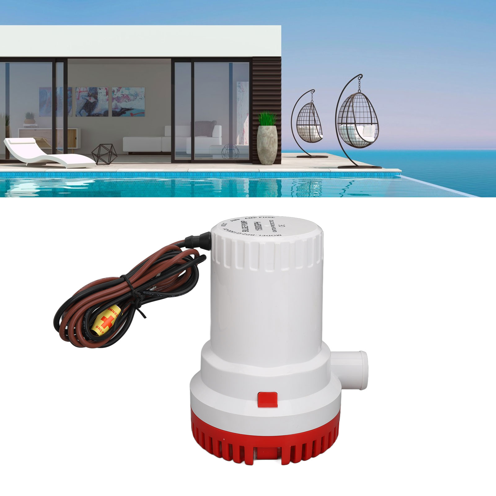 Miniatur-entwässerungspumpe Mit 12 V Und Einer Förderleistung Von 1500 Gph Für Schwimmbäder, Whirlpools Und Teiche Geeignet Für Tauchpumpen Und Die Ableitung Von Meeresabwasser.
