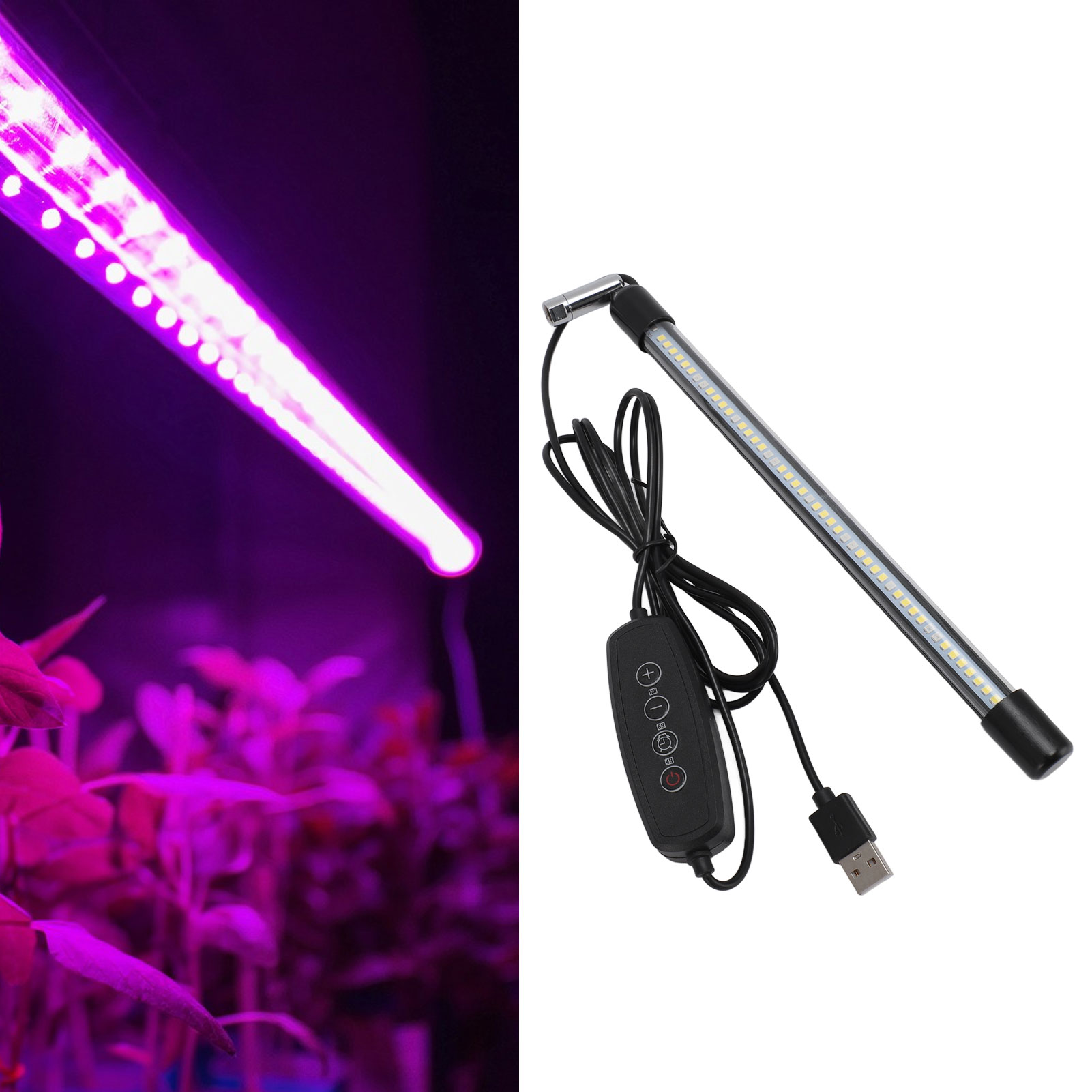 Teleskopierbare Gartenbaulampe Mit 48 Leds, Verstellbar Und Am Boden Befestigt, Mit T5-röhre Und Usb-anschluss, Ideal Für Topf-sukkulenten Im Innenbereich.