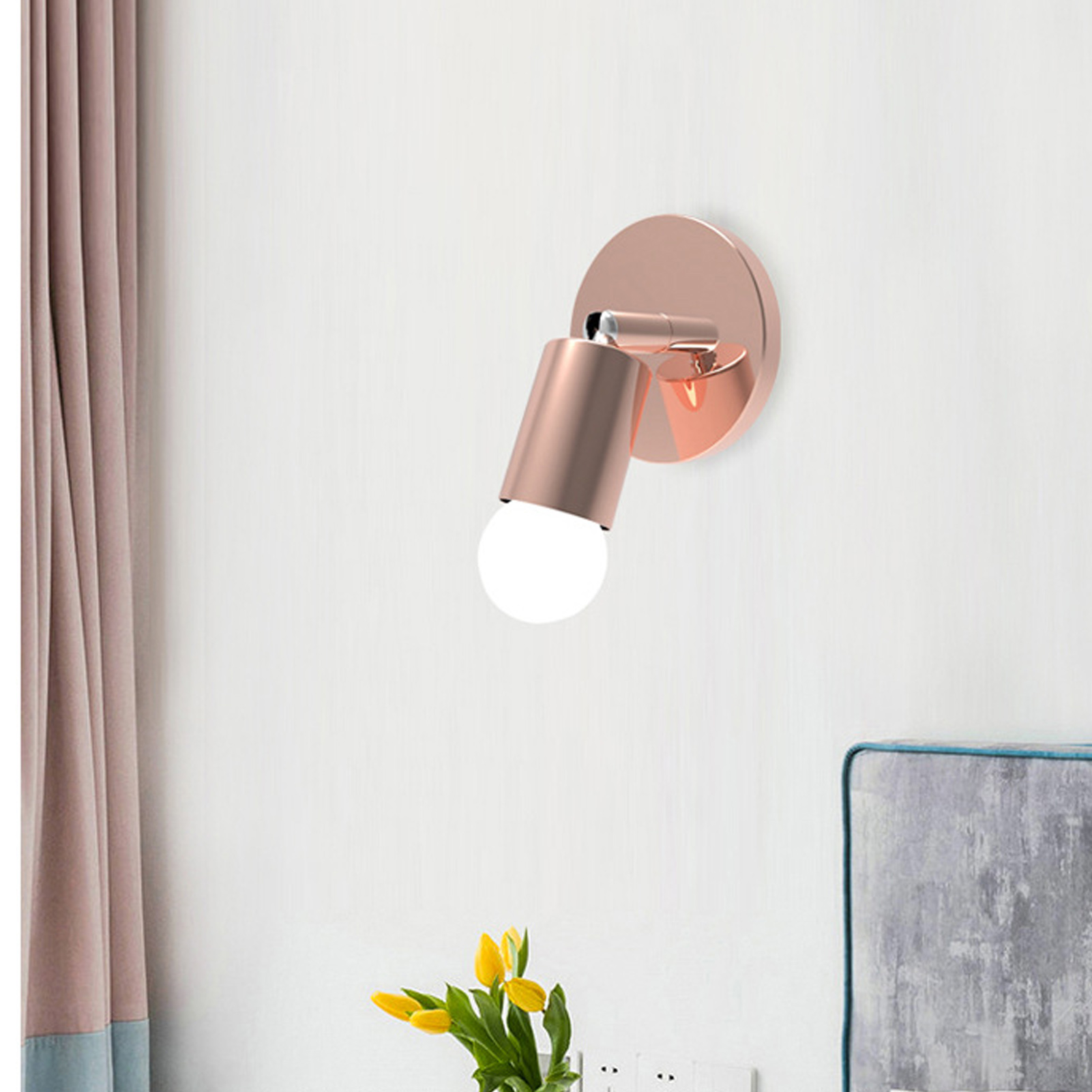 E27-fassung Für Nachttischlampe, Leselampe Oder Schminktischspiegel Moderne Und Minimalistische E26-wandleuchte, Roségold