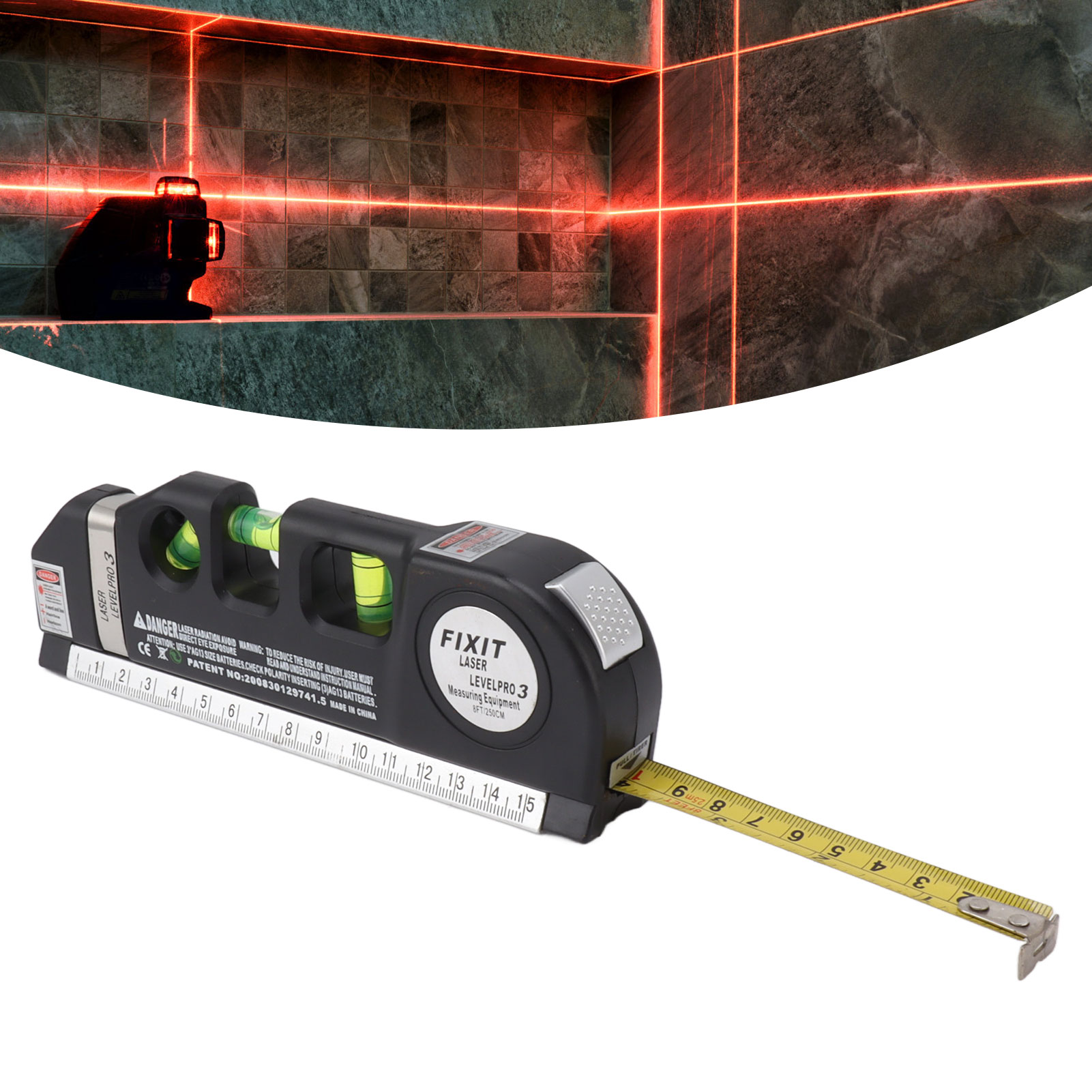 Dieses 3-in-1-werkzeug, Das Laser-nivelliergerät, Kreuzwasserwaage Und Libelle Vereint, Wird Für Baupläne, Wandbefestigungen, Schreiben, Zeichnen Und Inneneinrichtung Verwendet.