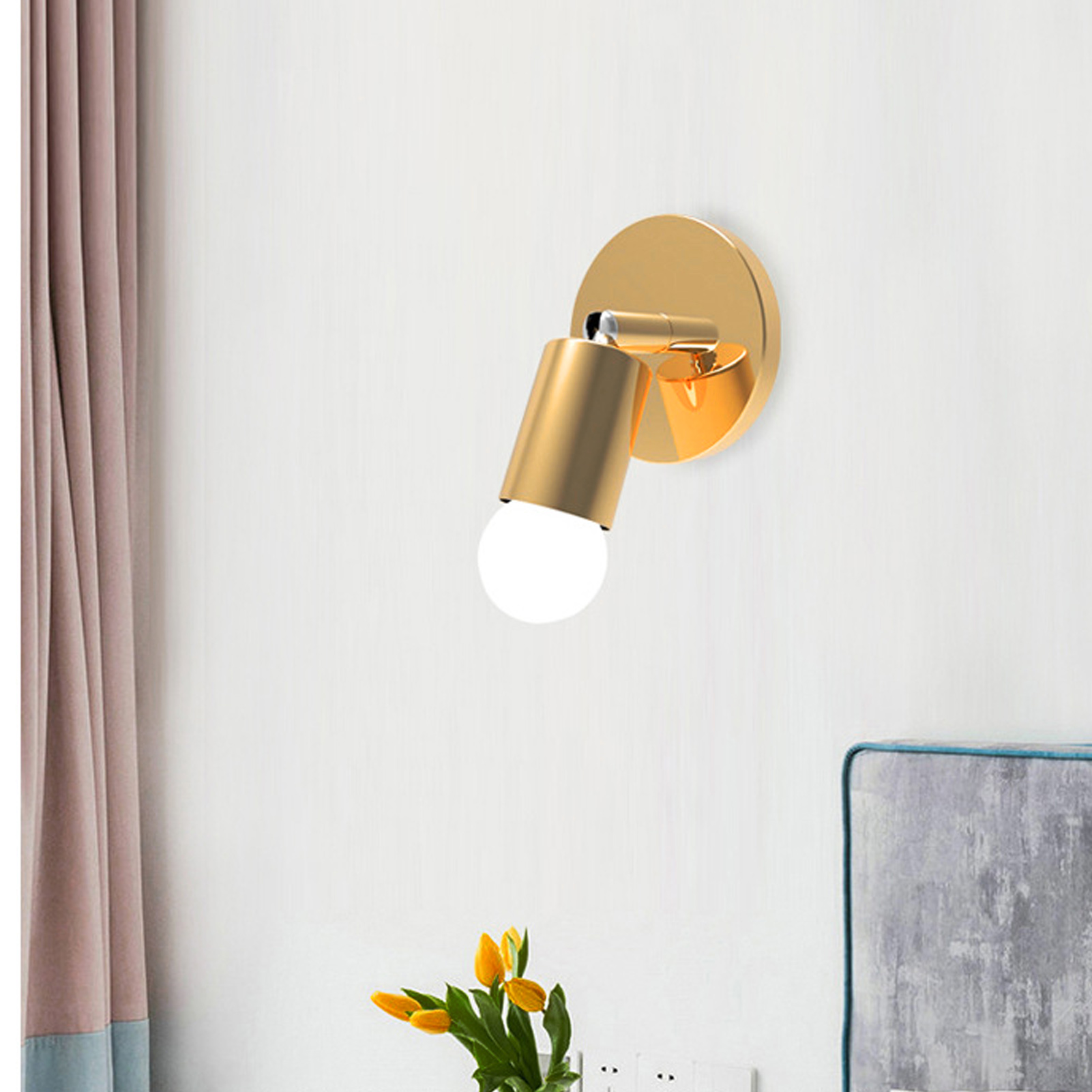 E27-fassung Für Nachttischlampe, Leselampe Für Schminktischspiegel Moderne Minimalistische E26-wandleuchte (gold)