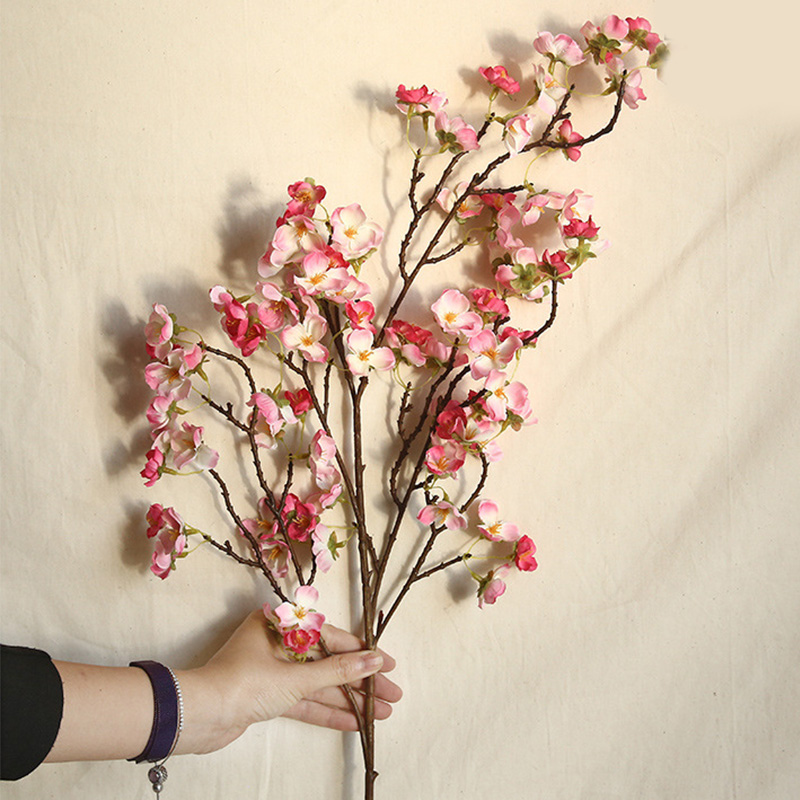 Chinesische Fingerblume (97 Cm), Verziert Mit Kirsch- Und Pflaumenblüten, Ideal Für Wohndekoration Und Hochzeiten. Mw38958 Dunkelrosa
