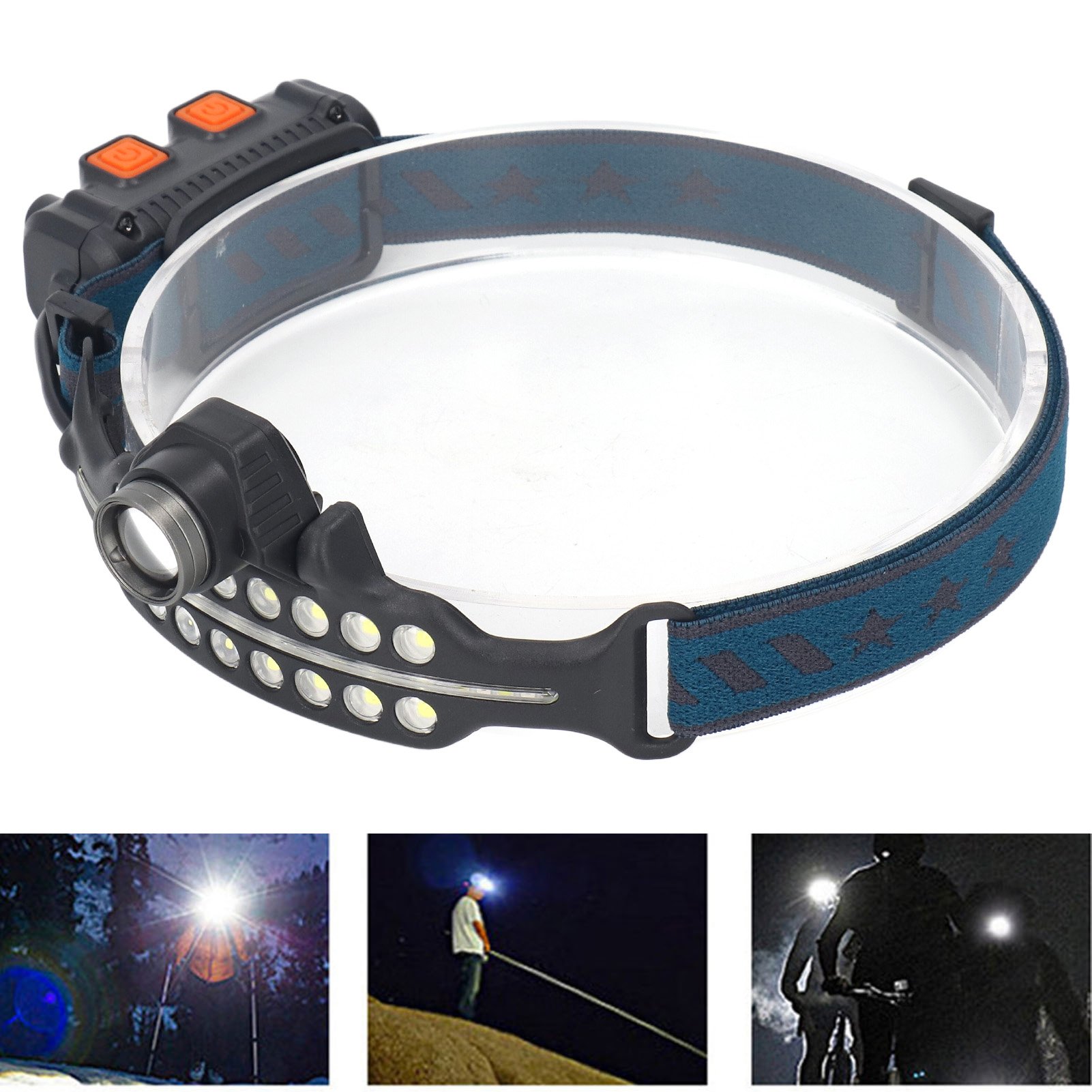 Led-sensor-stirnlampe, Wiederaufladbar Über Typ-c, Hochintensive Led-arbeitsstirnlampe Mit Rotem Warnlicht Für Den Außeneinsatz.