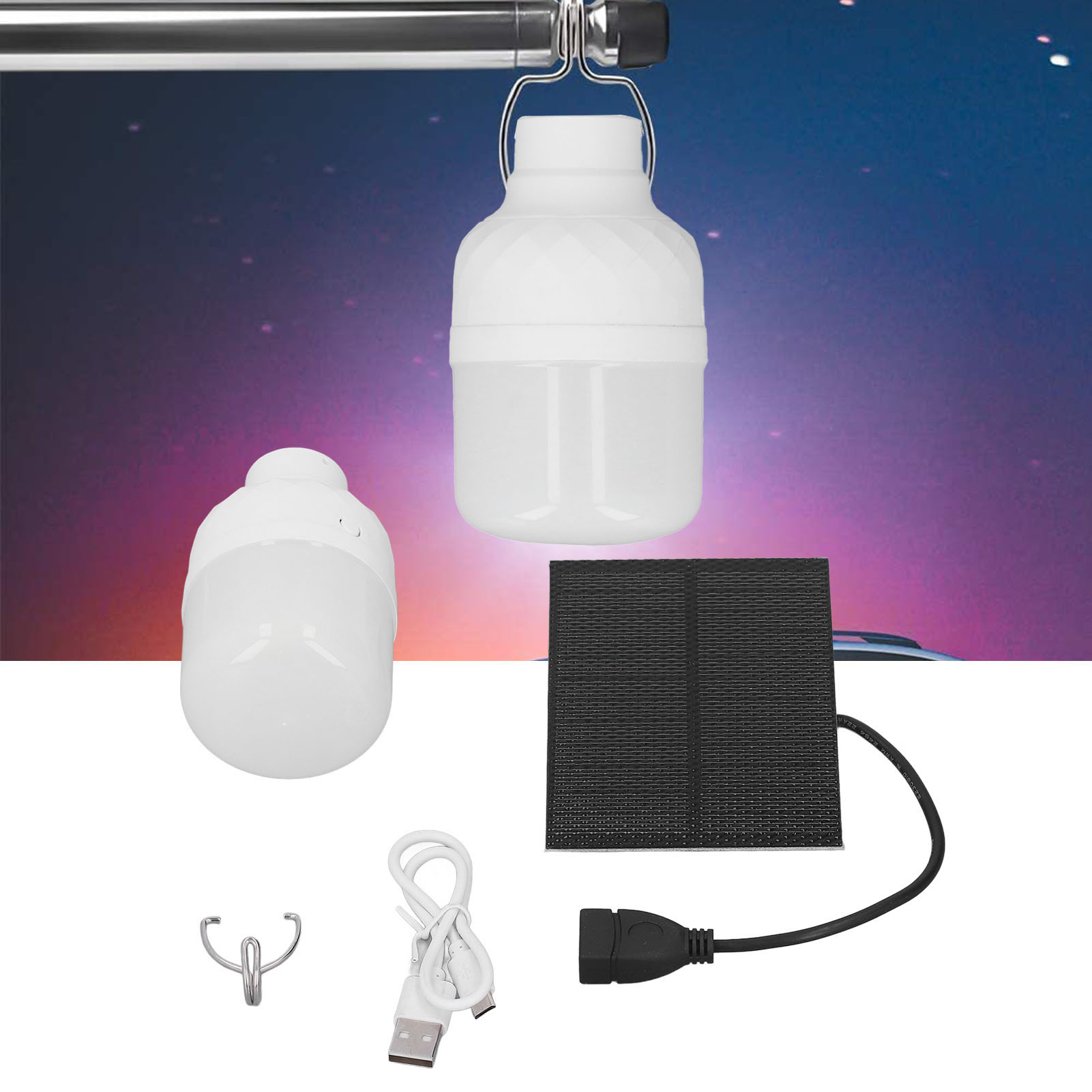 Monokristalline Solar-led-lampe, Tragbare Lampe Mit Usb-aufladung, Innen- Und Außenbeleuchtung Zum Wandern, Campen, Angeln Und Für Zelte.