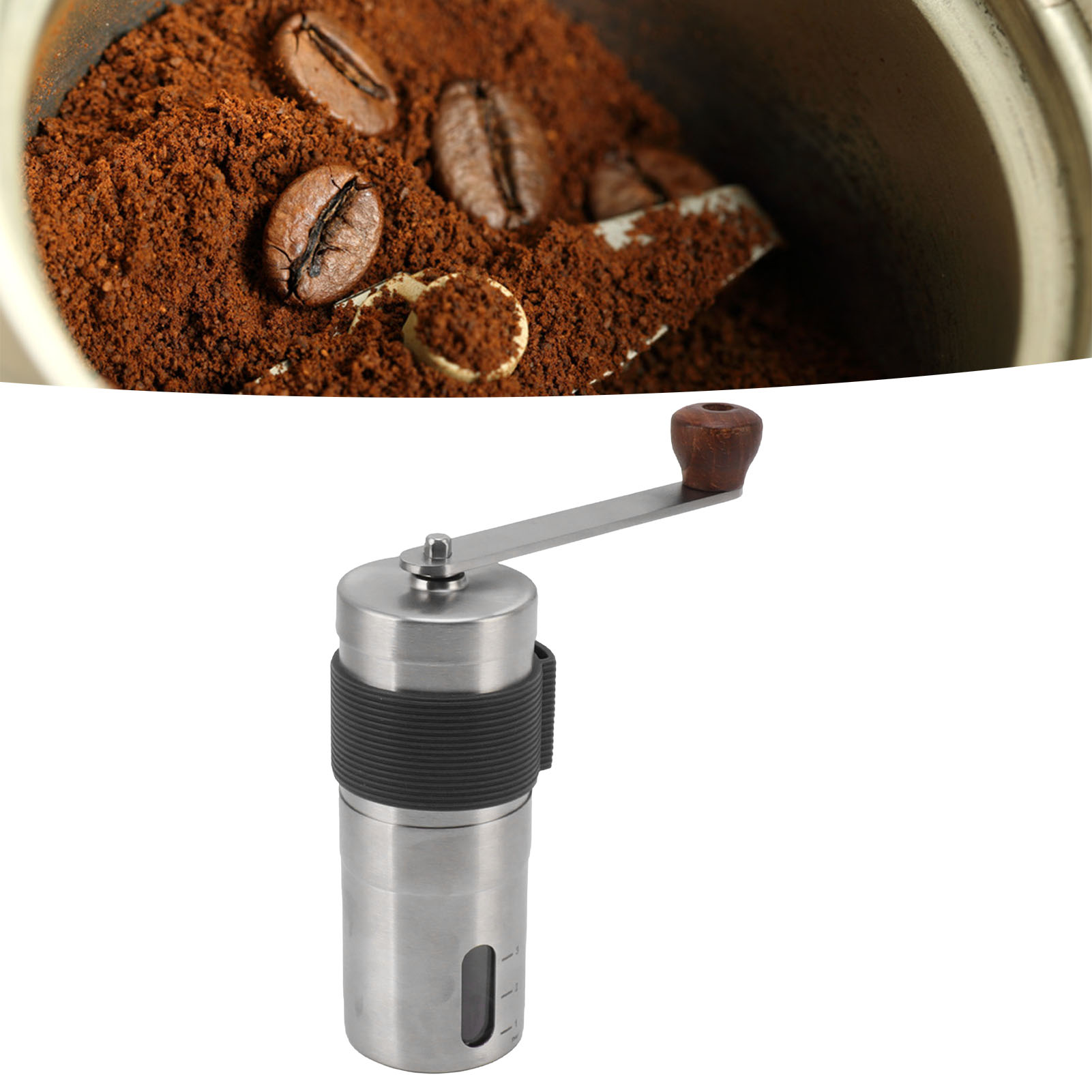 Tragbare Handkurbel-kaffeemaschine, Kaffeemühle Aus Edelstahl 304, Manuelle Mühle, Schwarz.