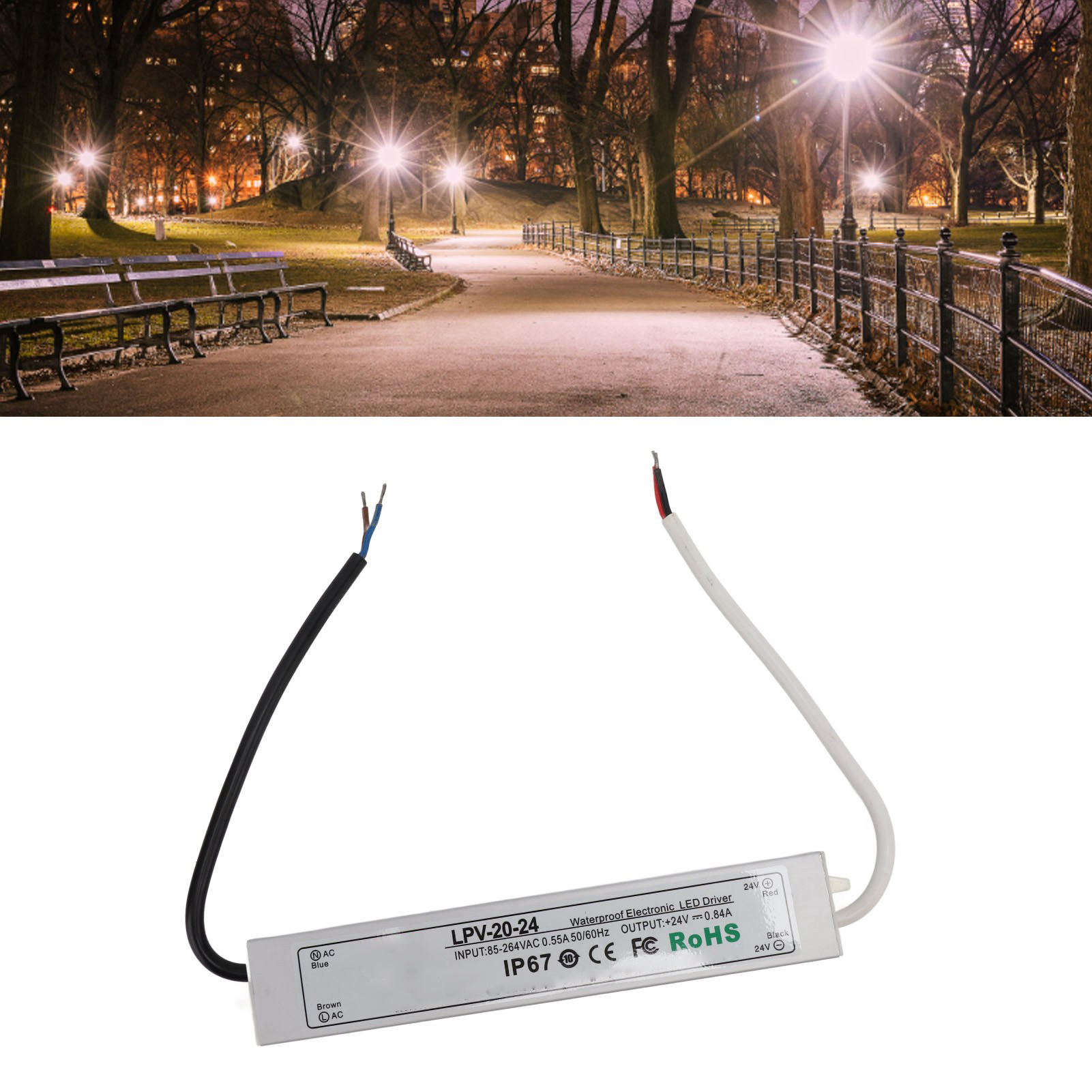 Ip67 Wasserdichtes Schaltnetzteil Für 24-v-led-streifen, Leuchtkästen, Einbau-überwachungsstrahler, Wandstrahler, Led-treiber 85-264vlpv-20w-24v 0,84a