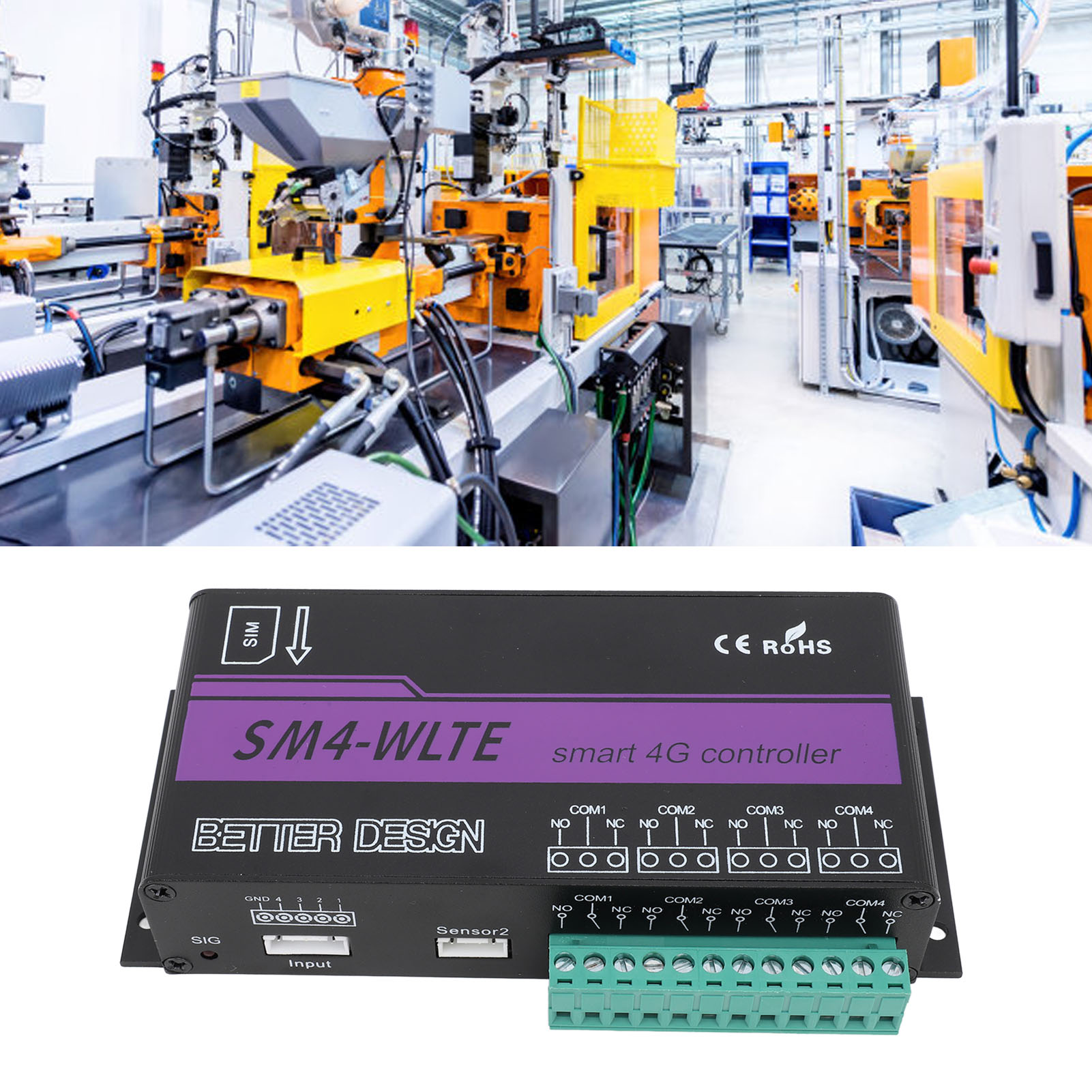 Sm4-wlte-ea 4g-mehrkanalsensor Mit 4-kanal-app-/webschnittstelle, Pt100-thermoelement, Stromausfallalarm Per Sms, Europäischer Standard 100–240 V