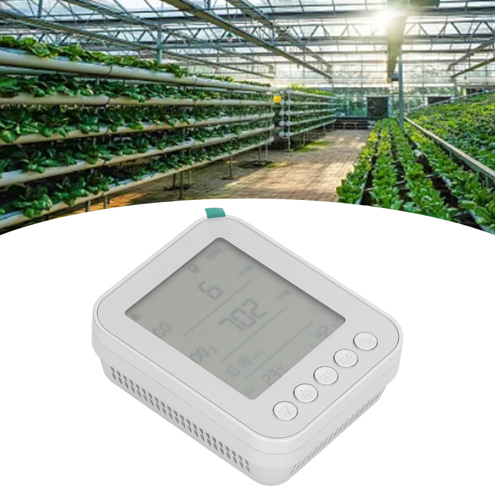 Kohlendioxid-, Temperatur- Und Feuchtigkeitsdetektor, Echtzeit-überwachungsdetektor, Fünf-in-eins-multifunktionsdetektor, Usb-wiederaufladbar, Silber.