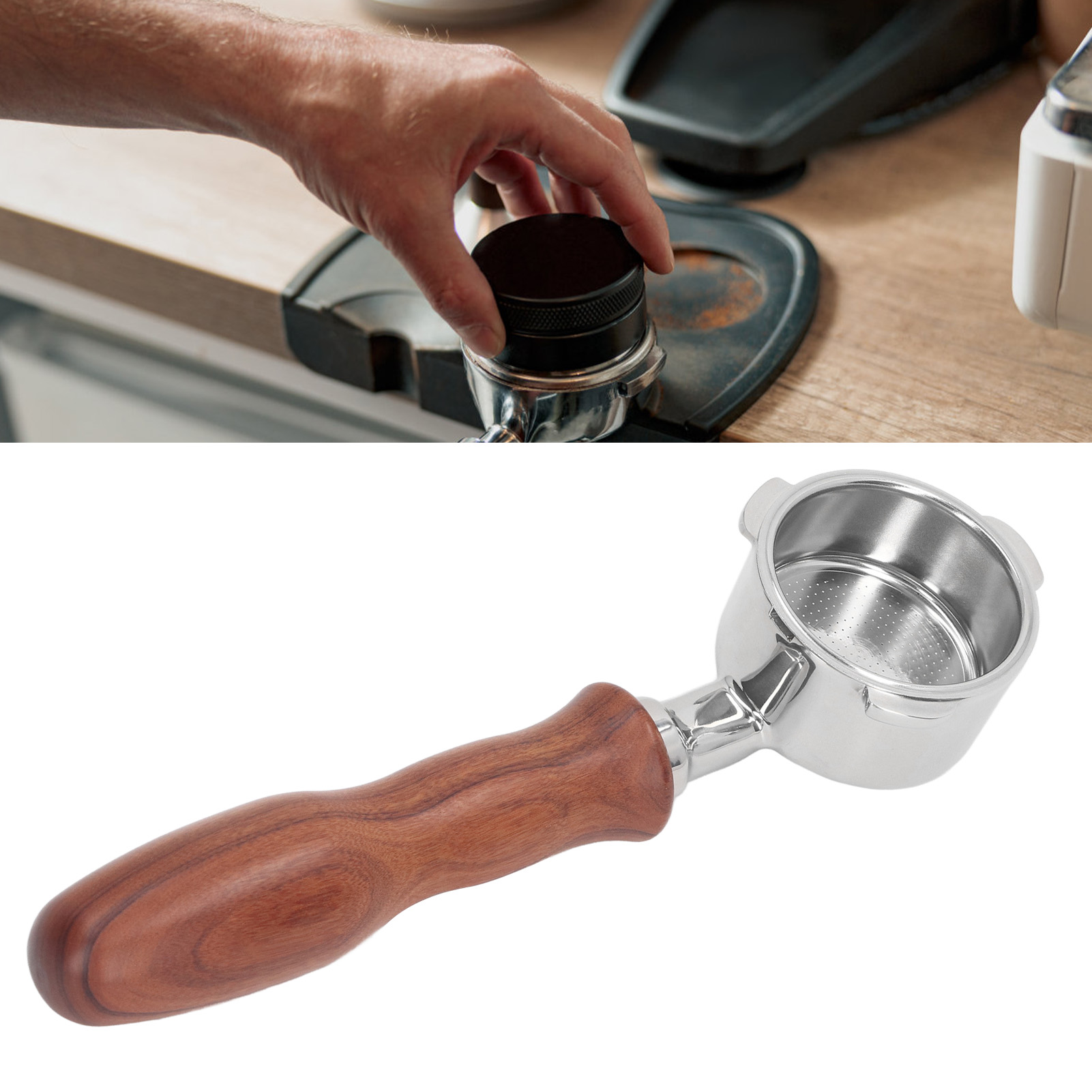Dreizackiger Edelstahlgriff (51 Mm) Ohne Sockel, Kompatibel Mit Donlim/petrus/little Bear/netease Yanxuan Kaffeemaschinen, Modell D, In Rotem Sandelholz.
