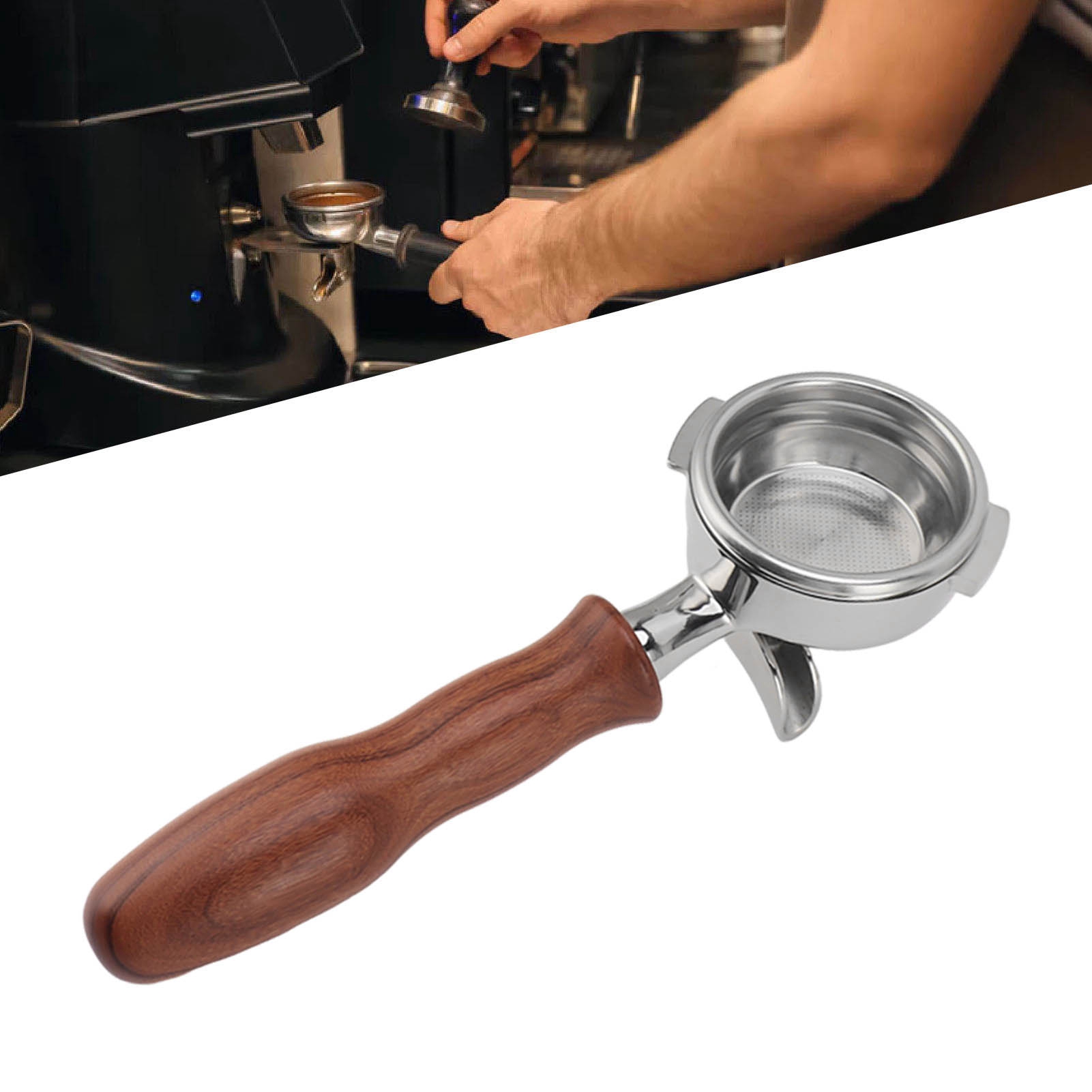 Nuova Kaffeemaschine Mit Doppelauslauf, 58 Mm, Edelstahlgriff, Modell D, Farbe: Rotes Sandelholz