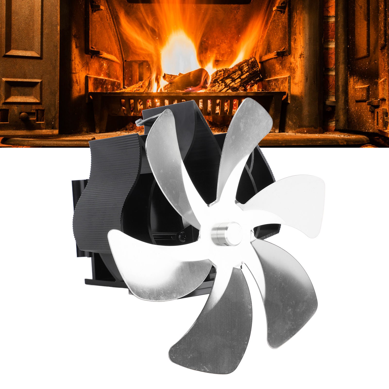 Kaminventilator, Wärmeventilator, Petroleumofen, Holzofen, Selbsterzeugender Wärmeventilator, Silber