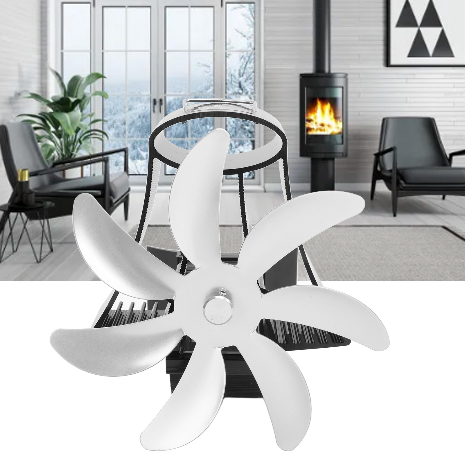 Wandmontierter Kaminventilator Mit Hochtemperaturmagnet, Magnetischem Rauchabzugsrohr Und Wärmeenergieventilator, Silberfarben.