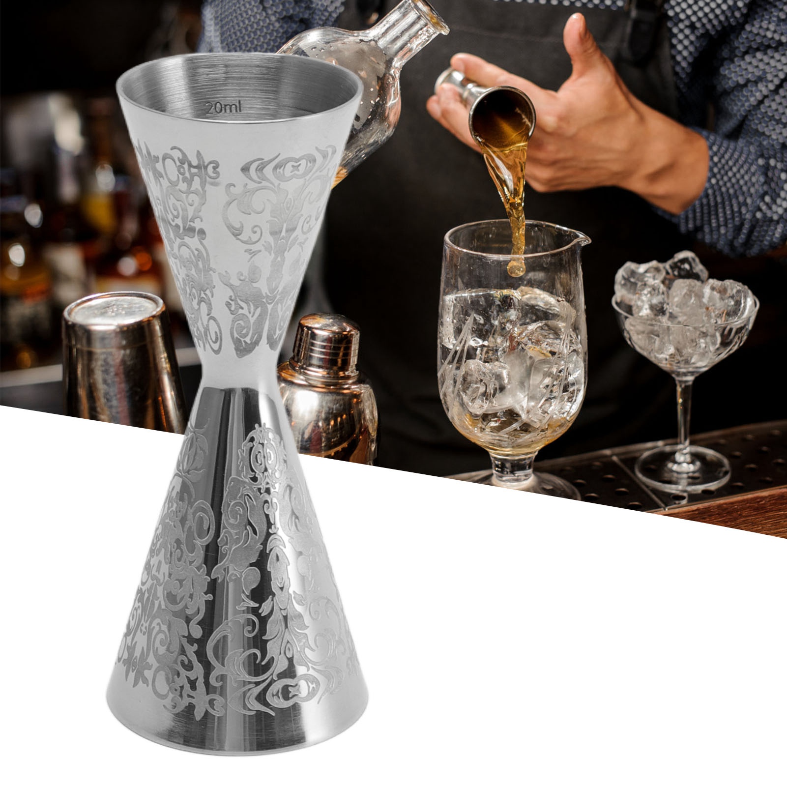 Kreativer, Einteiliger Messbecher Aus Edelstahl Mit Exquisiter Gravur, Weinmessinstrument, Formschöner Messbecher Aus Metall