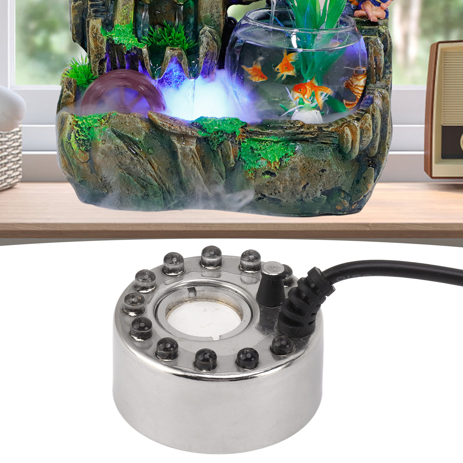 Landschaftsvernebler Mit Dc-anschluss, Farbiger Led-luftbefeuchter, Vernebler Aus Einer Legierung Für Zimmerbrunnen, Nebelsystem Für Kleine Teiche, 5 V