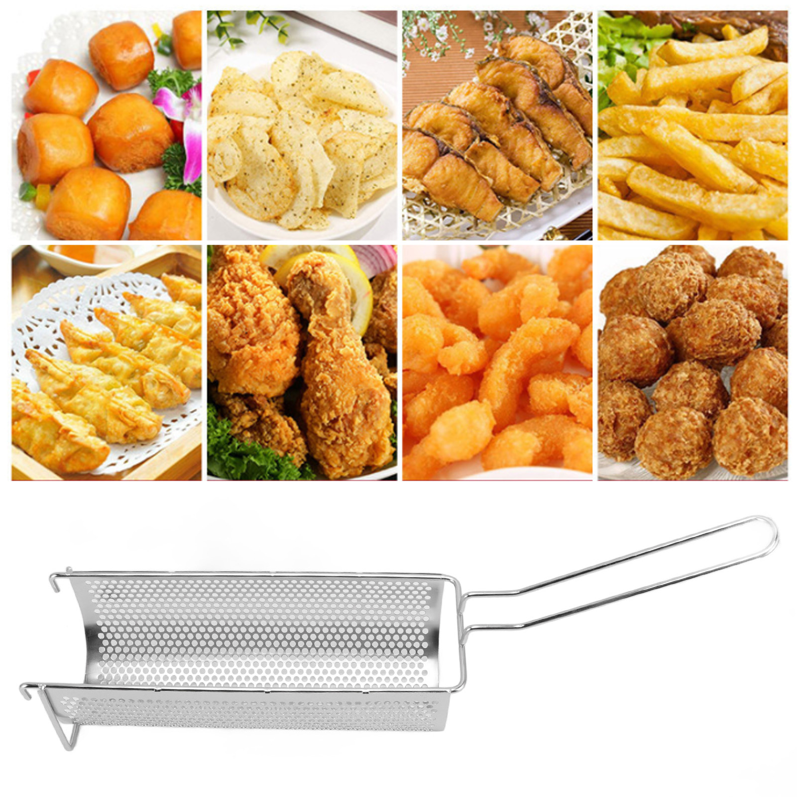 Frittierkorb Aus Edelstahl 304 Mit Stahlgriff (für Pommes Frites, Hähnchenflügel Und Zum Frittieren)