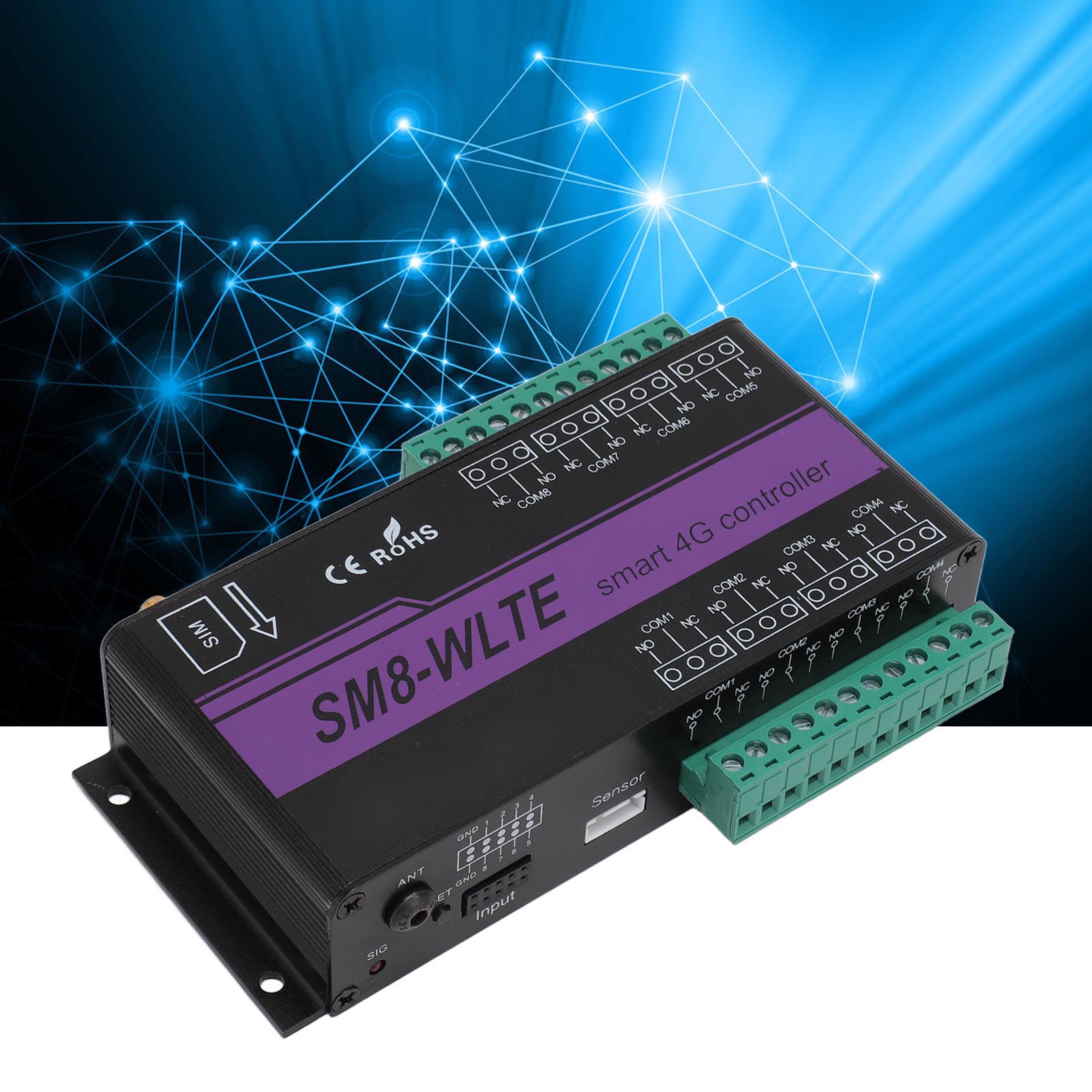 Sm8-wlte-ea 8-kanal 4g-mobil-temperatursensor Mit App/web, Pt100-thermoelement, Sms-notfallalarm, Europäischer Standard 100–240 V