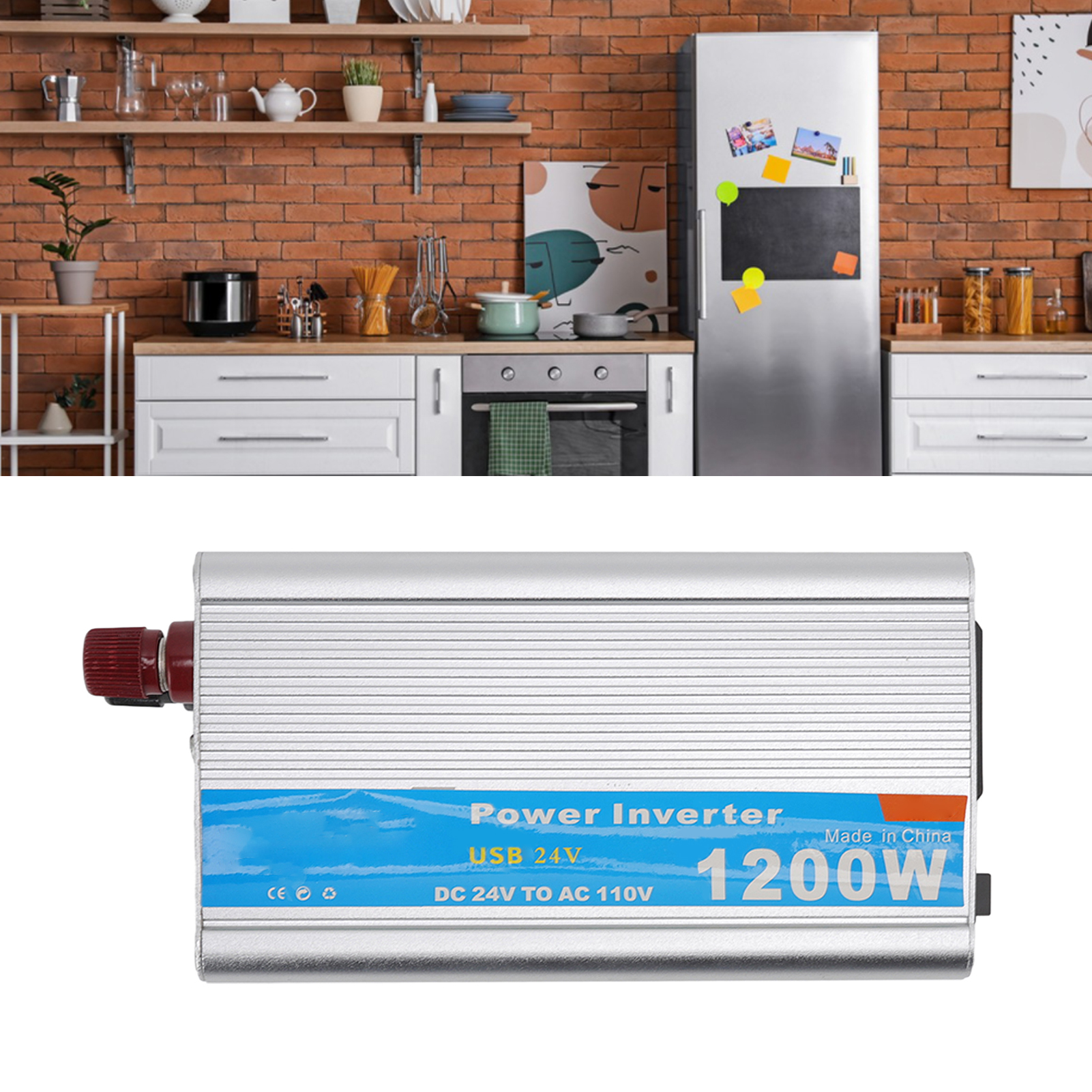 Tragbarer 1200-w-wechselrichter Für Auto Und Zuhause, 24 V Auf 110 V, Silber