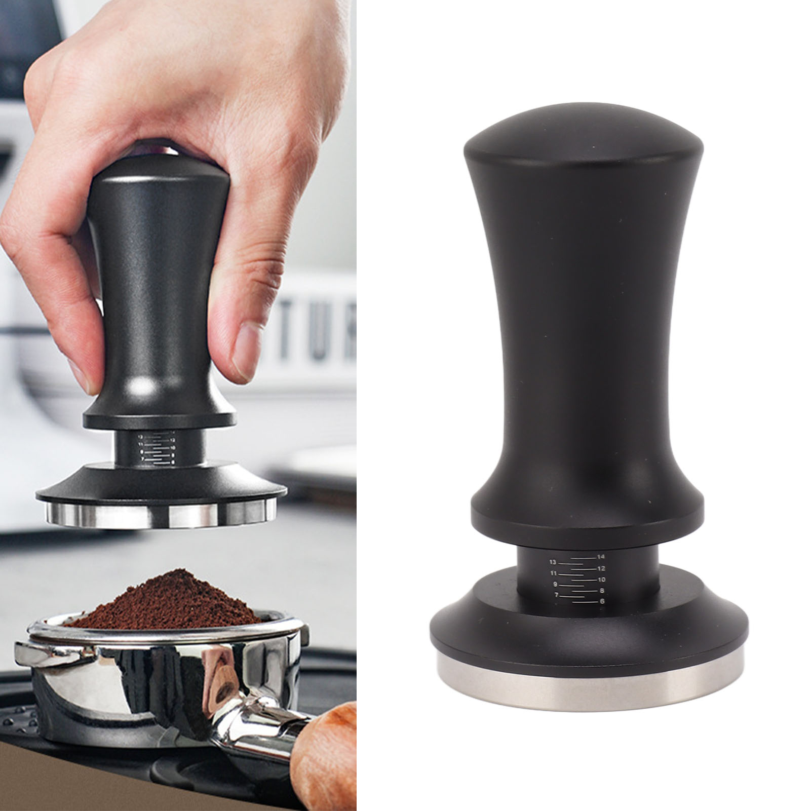 Kaffeetamper Aus Edelstahl Mit Konstantem Druck Für Espressomaschinen Und 51-mm-skala Am Tamperhammer