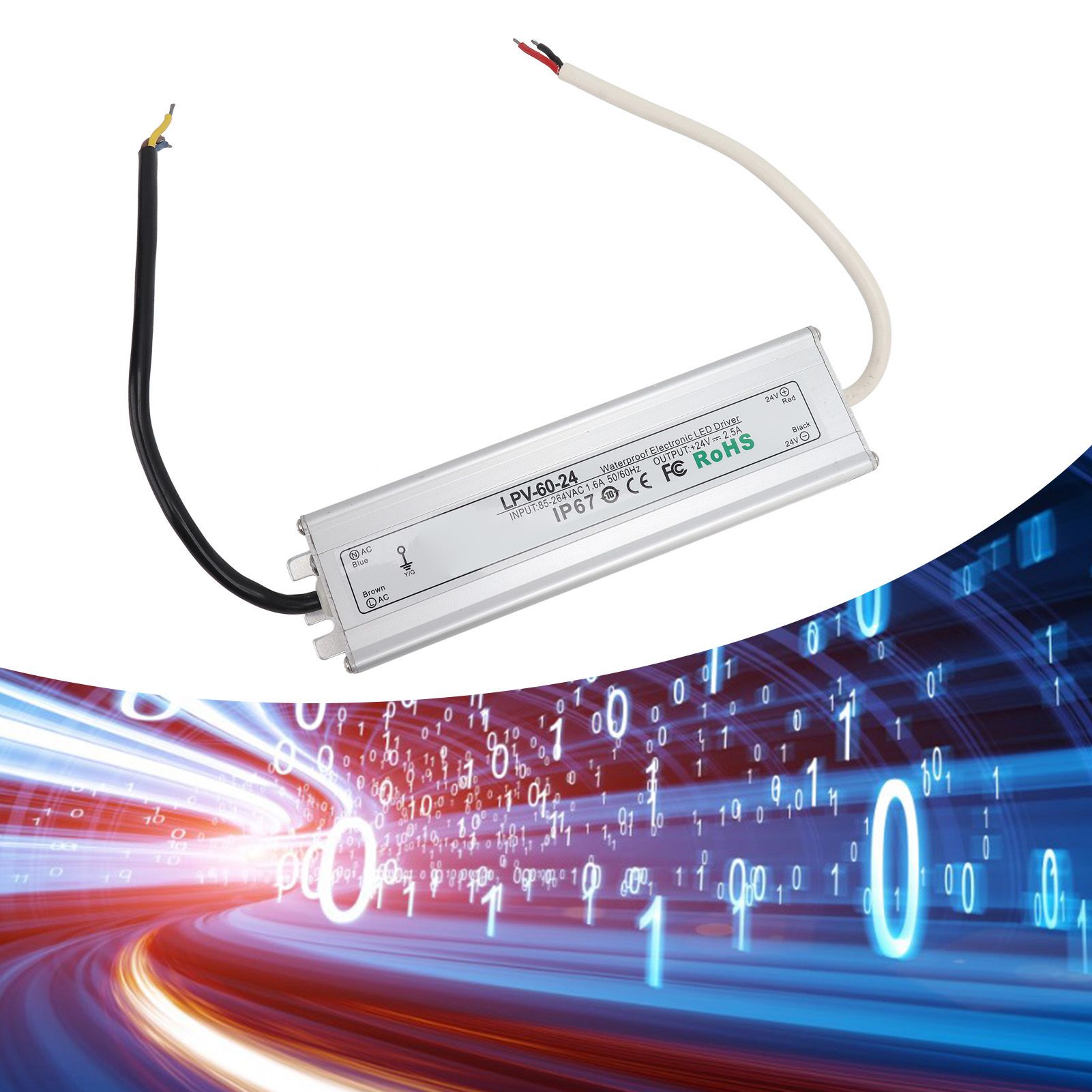 Ip67 Wasserdichtes 24v Schaltnetzteil, Led-leuchtkasten, Wandeinbaustrahler, 85-264vlpv-60w-24v 2,5a Led-treiber