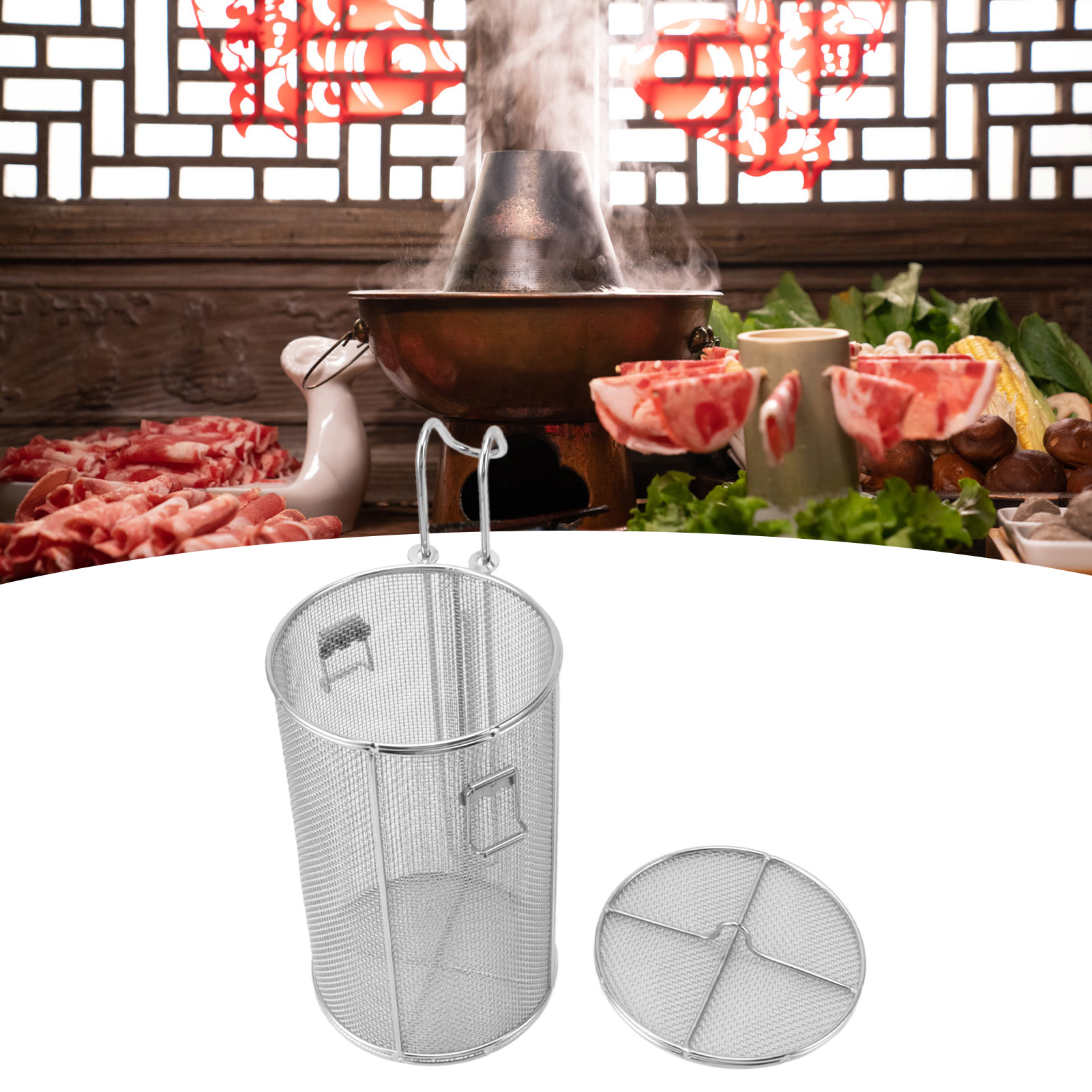 Gewürzkorb/suppenbehälter/gewürzsieb Mit Großem Fassungsvermögen Zum Schmoren/chinesischen Fondue, Mit Erhöhtem Teleskopgriff Und Pulverfilter.