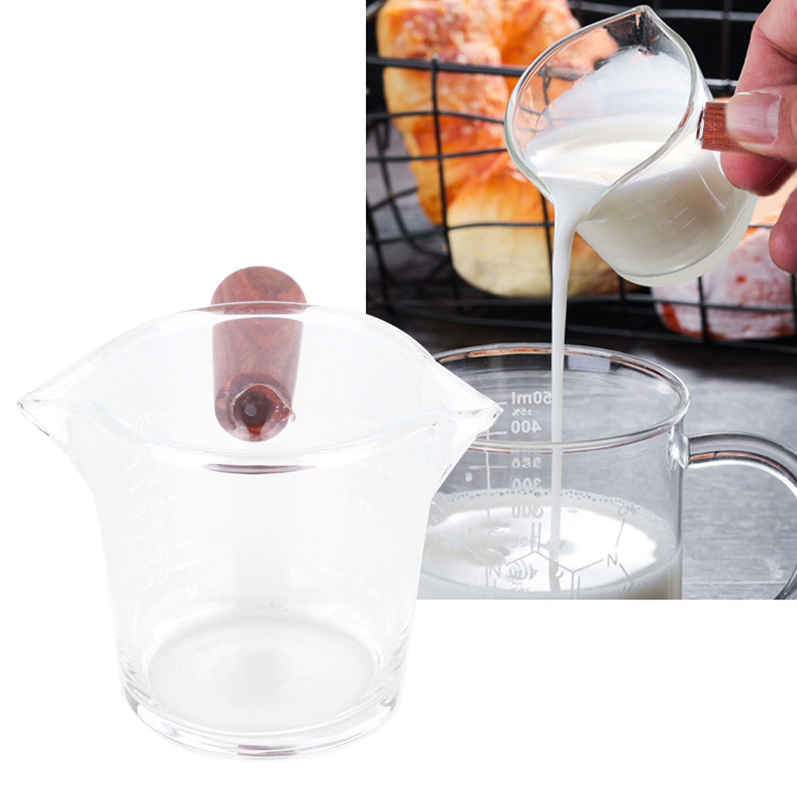Hitzebeständiger Messbecher, Doppelhalsflasche, Kaffeebecher Zum Teilen, Wasserkocher Mit Holzgriff, Kleines Milchkännchen, Küchenutensilien