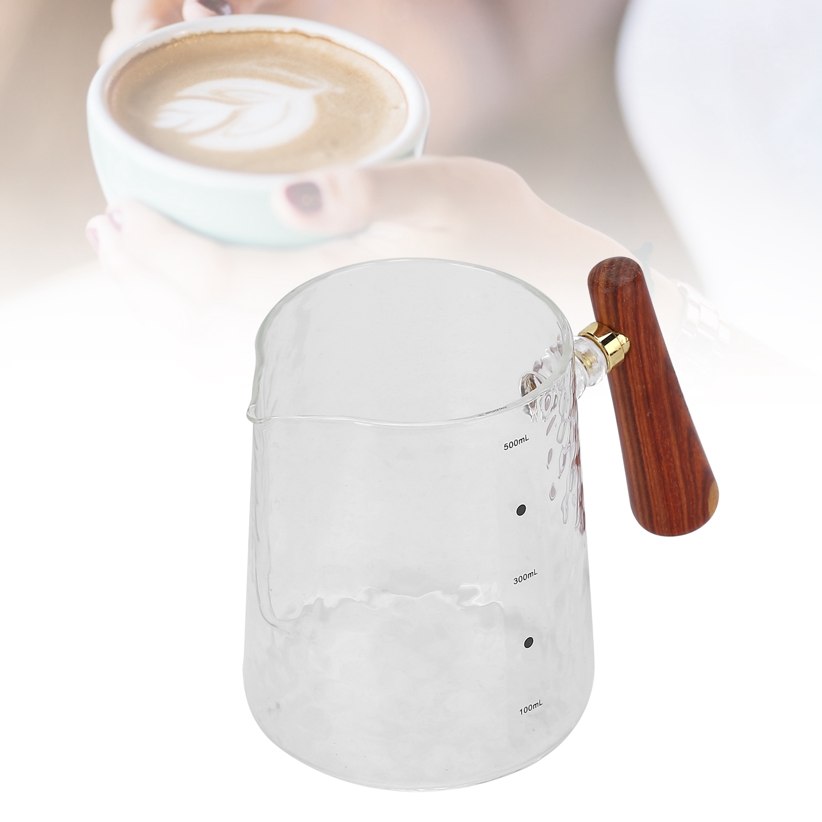 Dickwandiger Glasmessbecher, 500 Ml, Milchaufschäumbehälter, Espressotasse, Haushaltsmilchbecher
