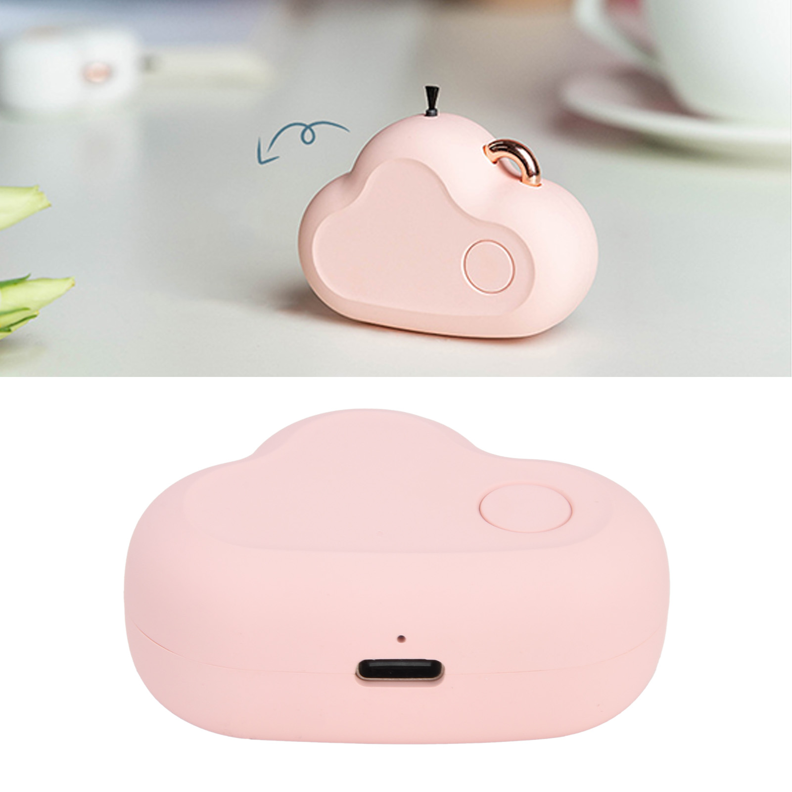 Wolkenförmiger Negativ-ionen-luftreiniger, Mini-nackenband-luftreiniger, 480 Mah, Usb-aufladbar, Tragbar, Für Den Heimgebrauch, Beseitigt Rauch Und Staub, Rosa.