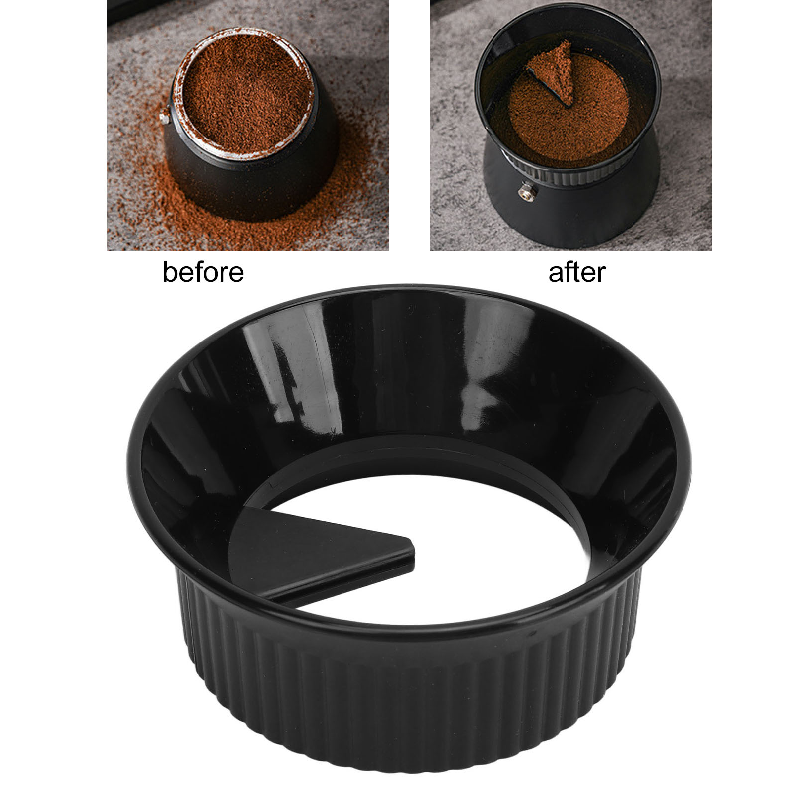 Moka-kaffeemaschinenpulverspender, Dosierring Für Kaffeemaschinen, Pulverüberfüllsicherung, Universalzubehör Für Einzel- Und Doppelventil-kaffee, Schwarz - Für Drei Personen, 150 Ml.