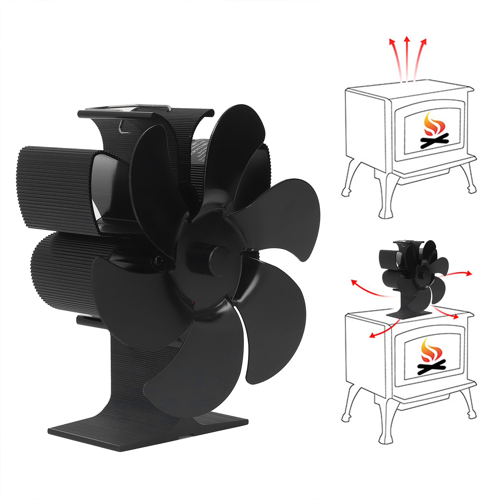 Schmetterlingsförmiger Ofenventilator: Selbststartend, Hochtemperaturbeständig, 6 Flügel, Umweltfreundlich Und Energieeffizient.