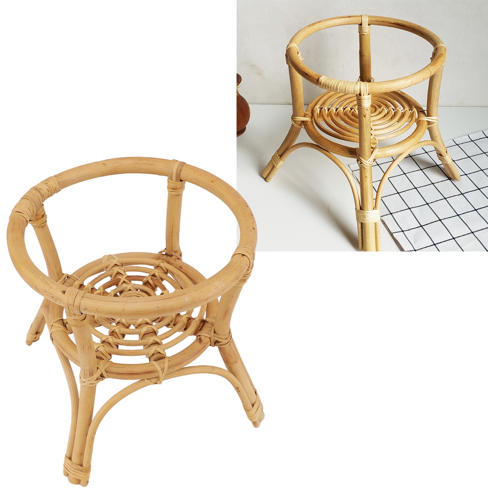 Blumenständer, Ablage Und Topfhalter Aus Rattan Im Nordischen Stil