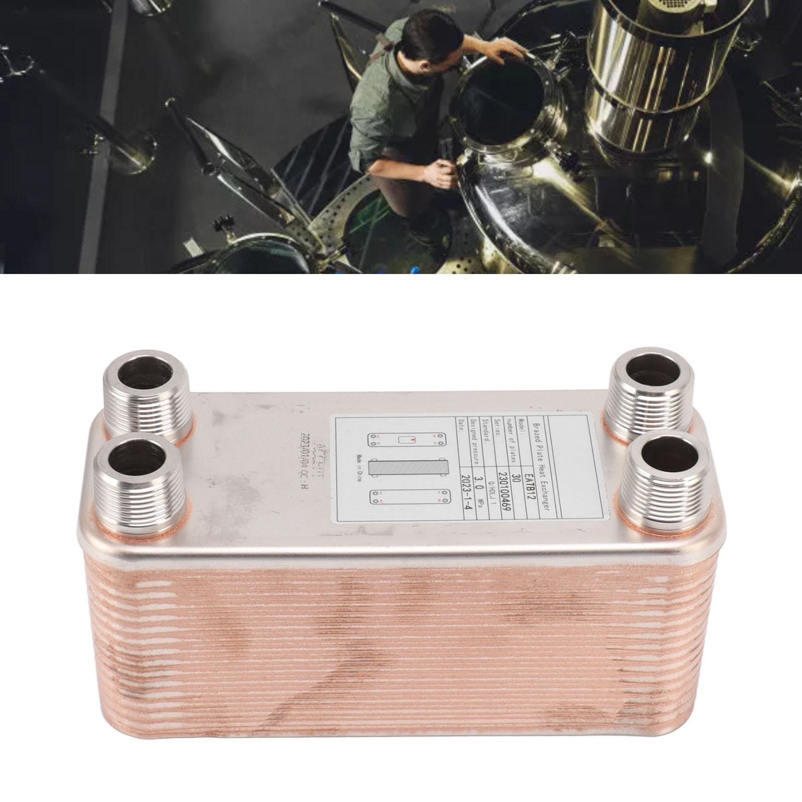 Eatb12-30 Plattenkühler, Edelstahl-lötplattenwärmetauscher, Verdampfer, Kondensator