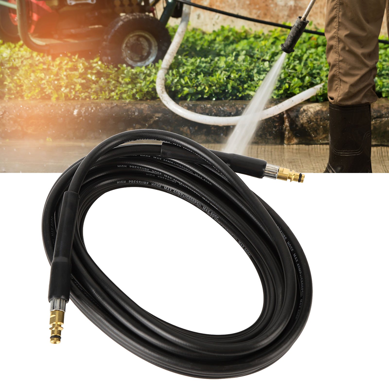 10 Meter Langer Autowaschschlauch Mit Hochdruck-wasserpistole, 5800 Psi, 40 Mpa Gummischlauch Für Den Heimgebrauch.
