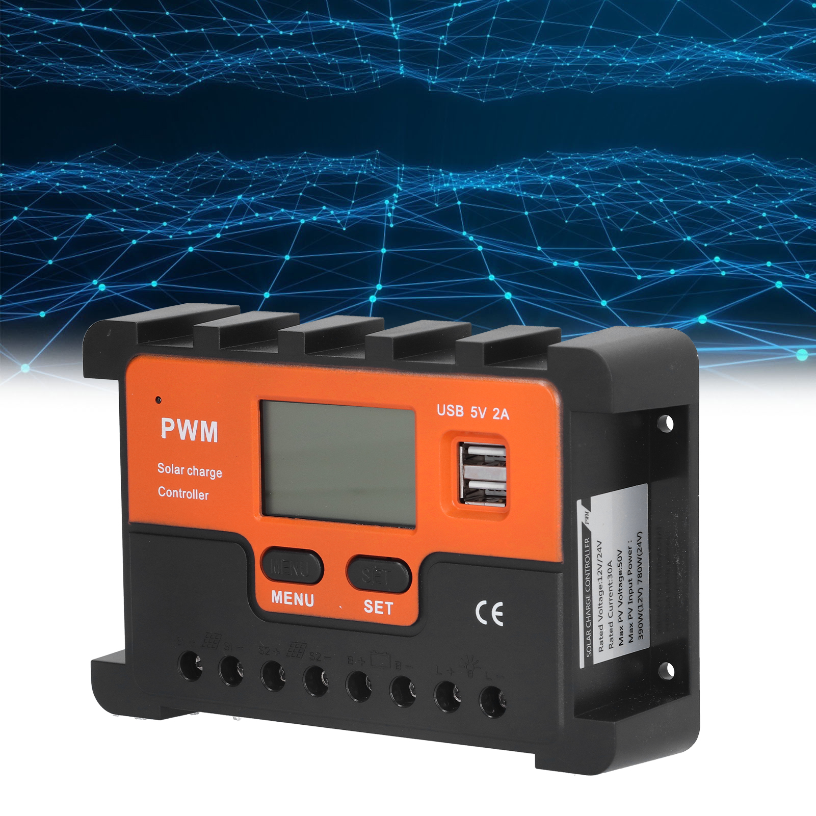 30-a-solarladeregler, 12-v-/24-v-photovoltaik-stromregler, Lcd-regler, Pwm Mit Stromanzeige