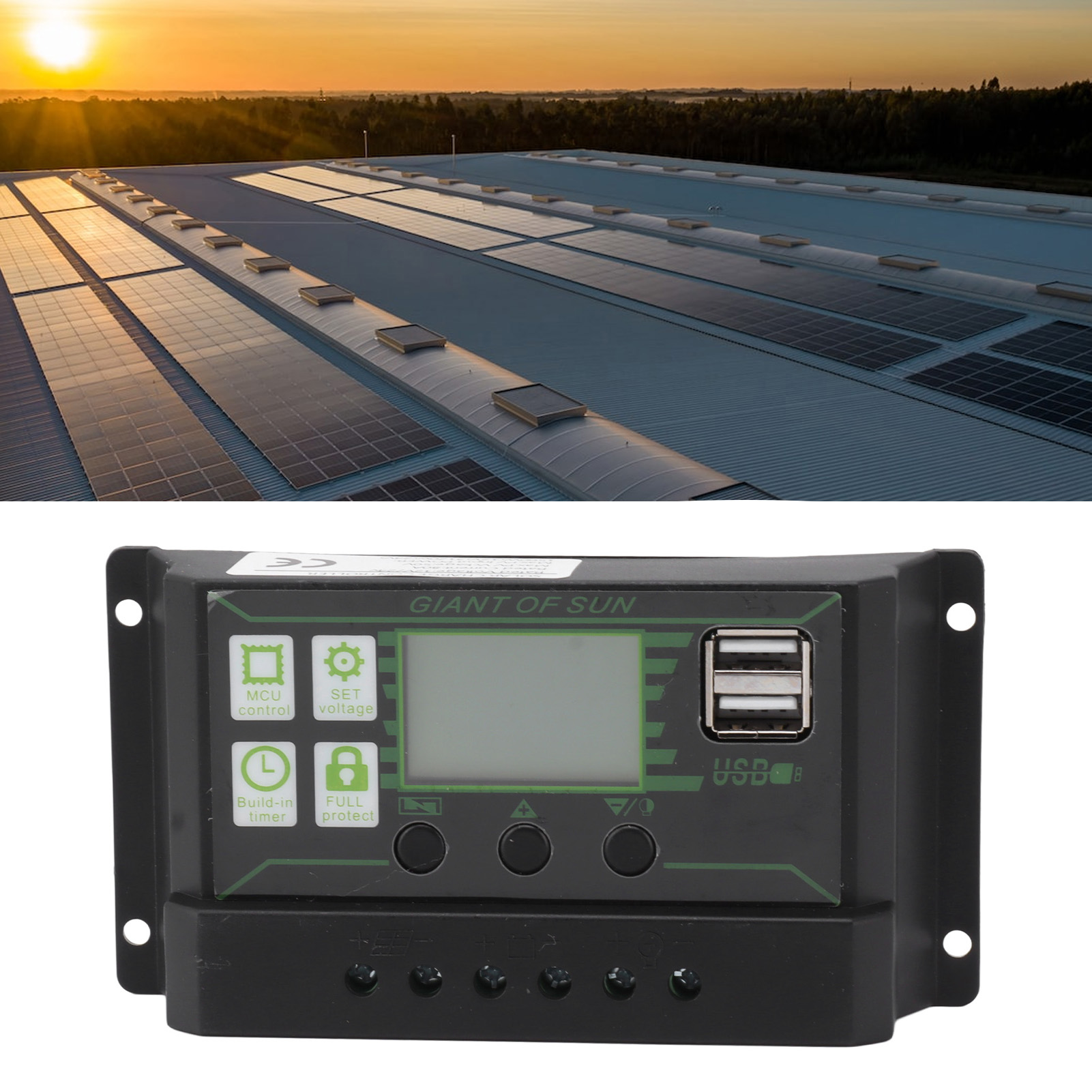 Solarladeregler, Pwm-spannungsregler, Zwei Usb-anschlüsse, 80-a-photovoltaikmodul