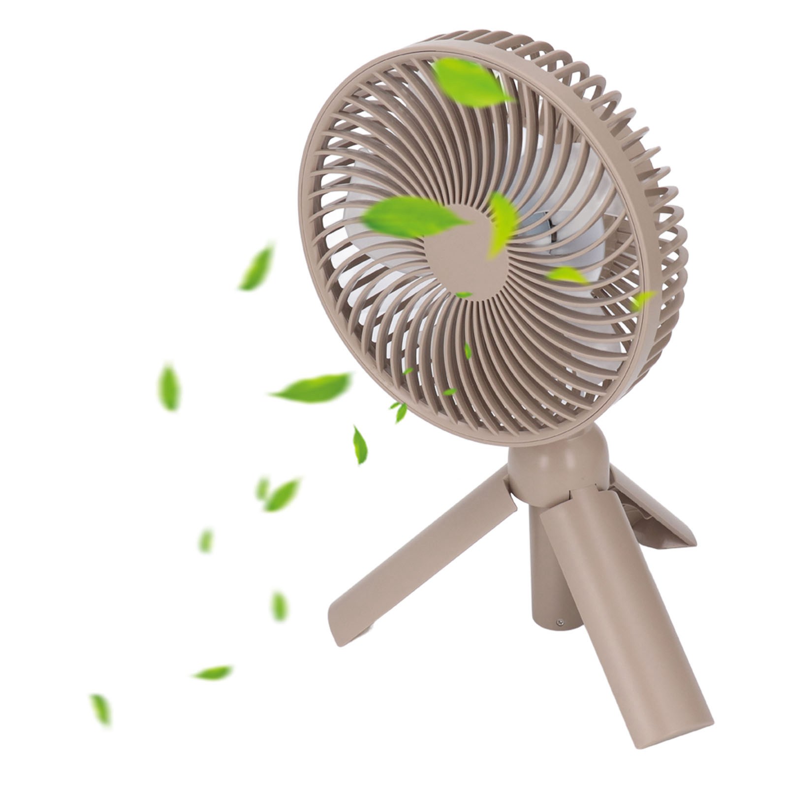 Teleskop-elektroventilator Mit Ständer, Deckenventilator Für Camping, Mini-reiseventilator, Usb-aufladbar, Kamelfarben