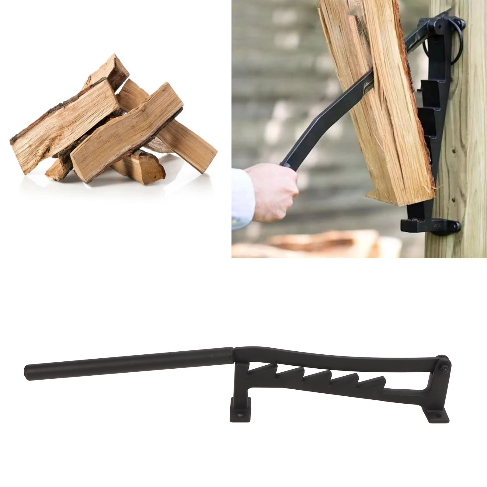 Abnehmbarer Holzspalter Aus Kohlenstoffstahl, Manueller Holzspalter Für Den Hausgebrauch, Wandmontierter Holzspalter Mit Korkzündung, Inklusive Holzsack Und Handschuhen.